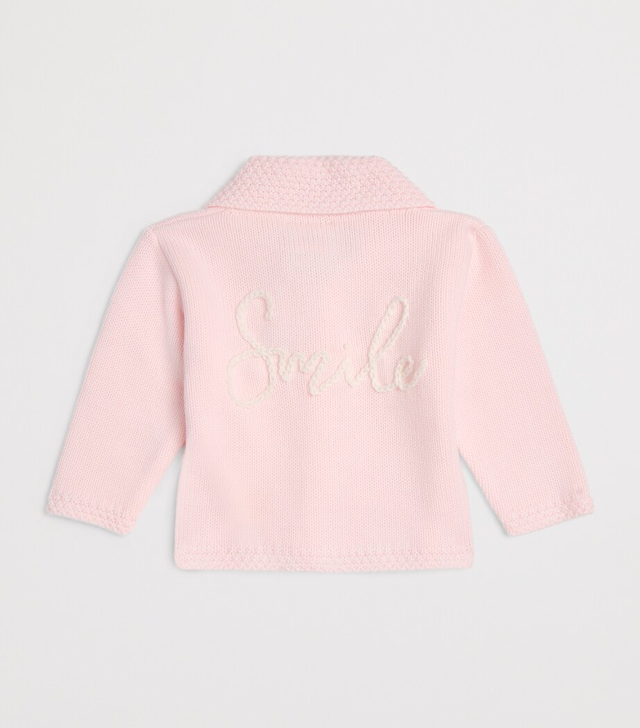 PAINT MY DREAMS Embroidered Smile Cardigan (0-12 Months) Pastel Pink Image 2