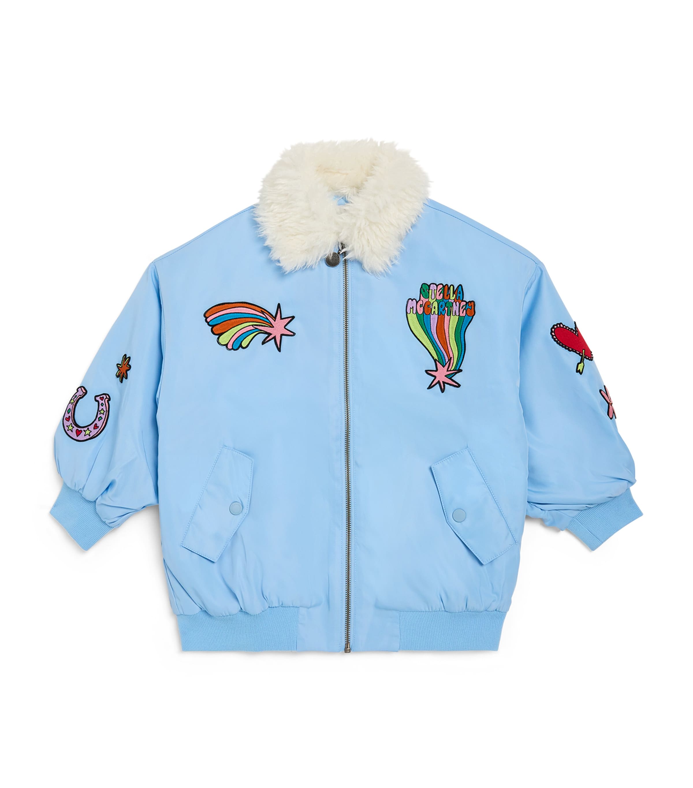 Shop Stella Mccartney Shooting Star Technical Jacket In Blue