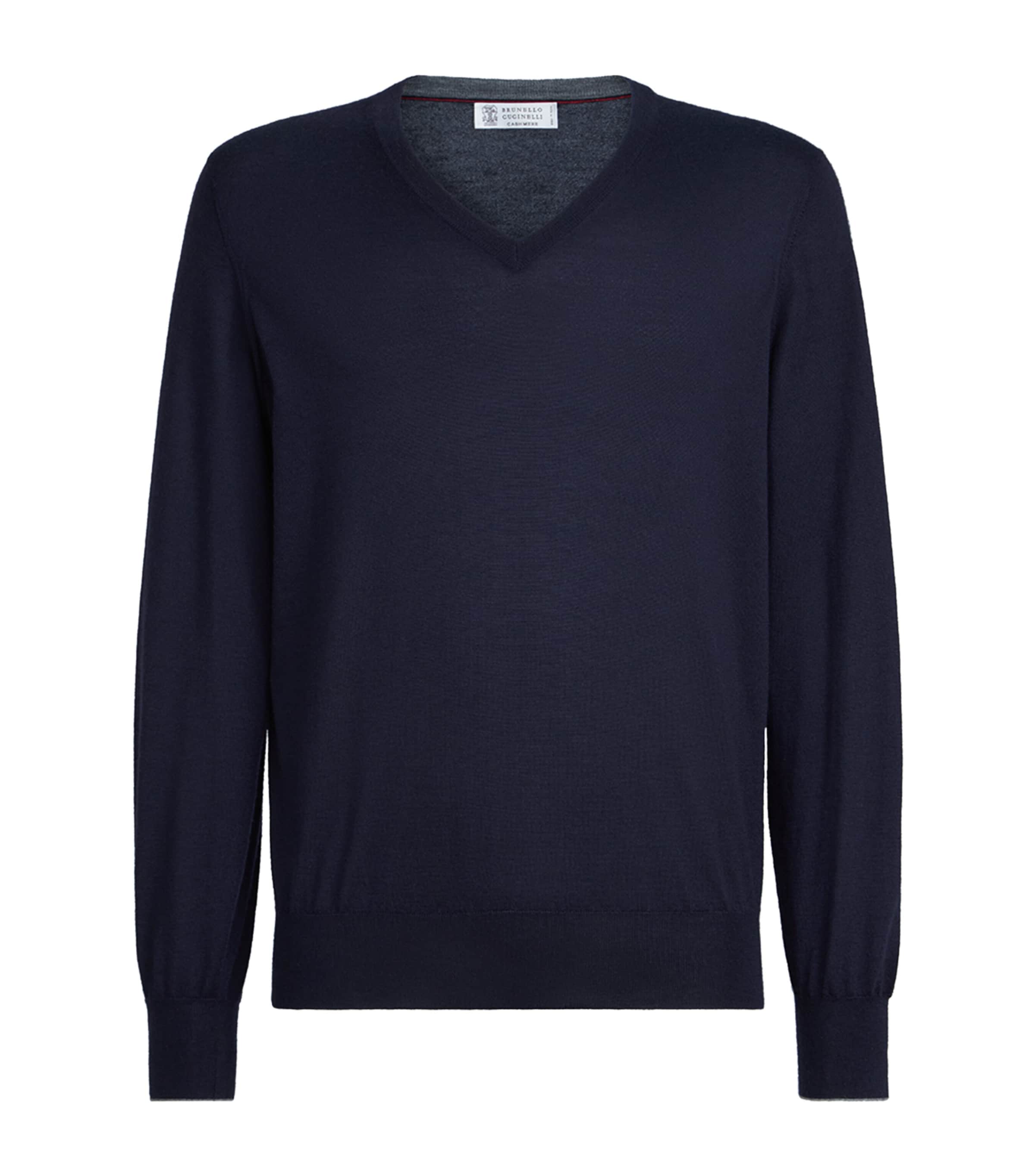 Brunello Cucinelli Mens Cashmere-Silk V-Neck Sweater Image 1