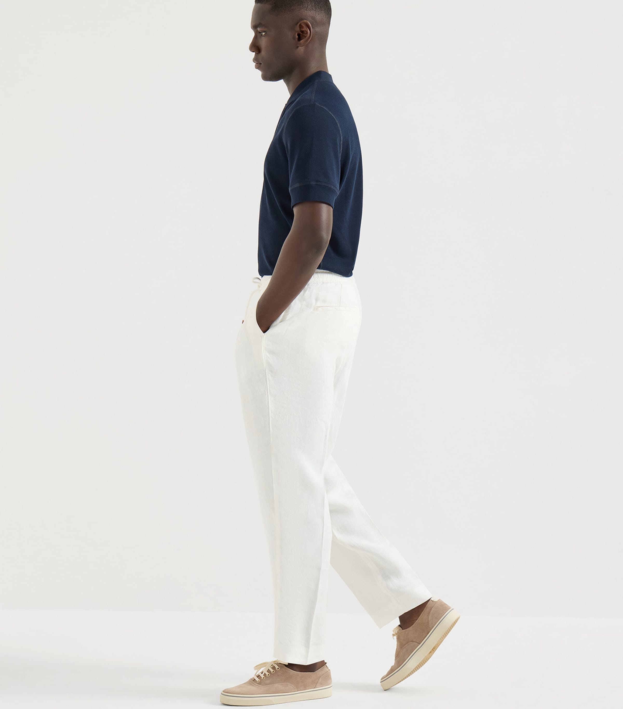 Brunello Cucinelli Mens Linen Gabardine Drawstring Trousers Image 4