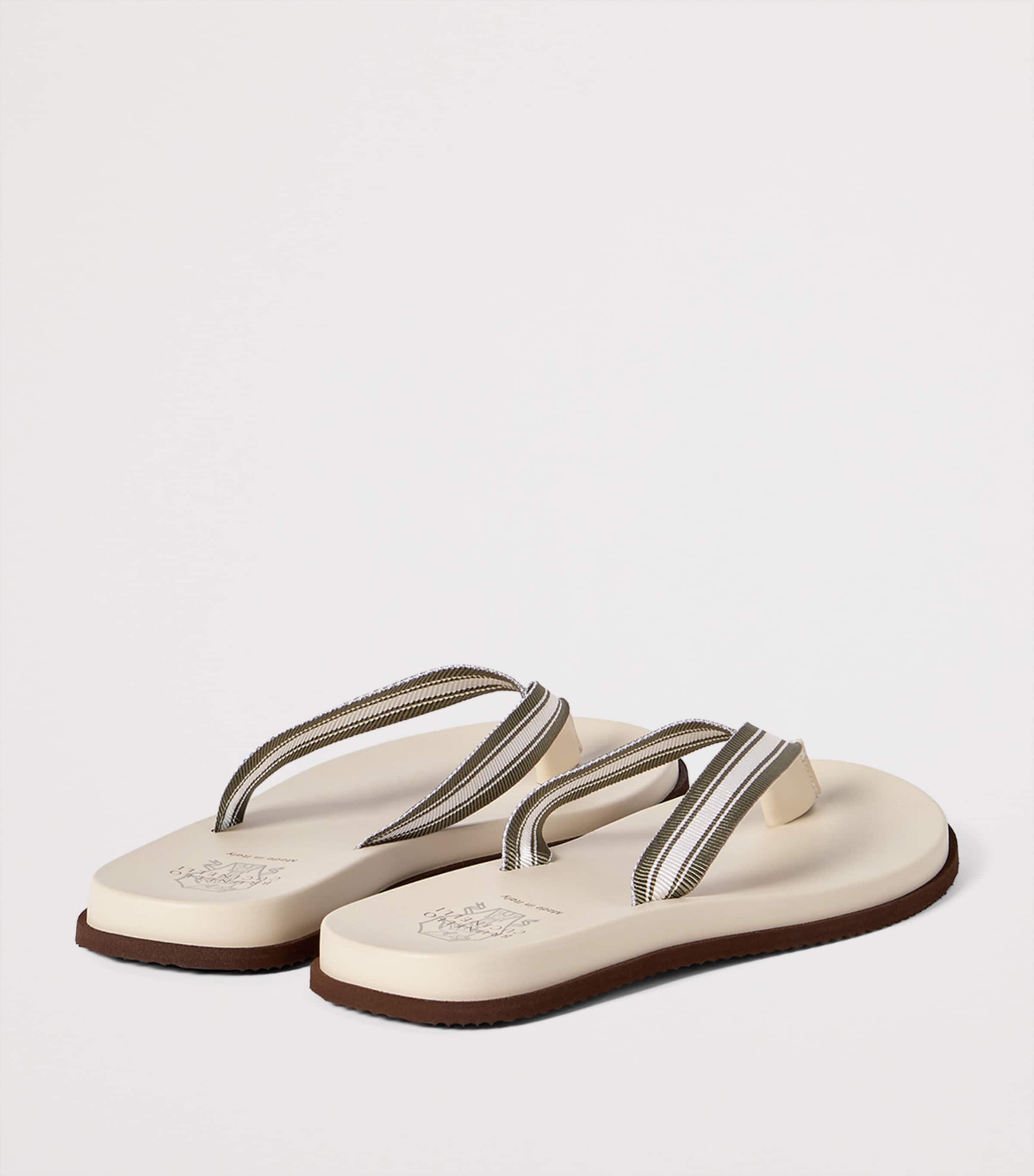 Brunello Cucinelli Leather Logo Flip Flops Image 5