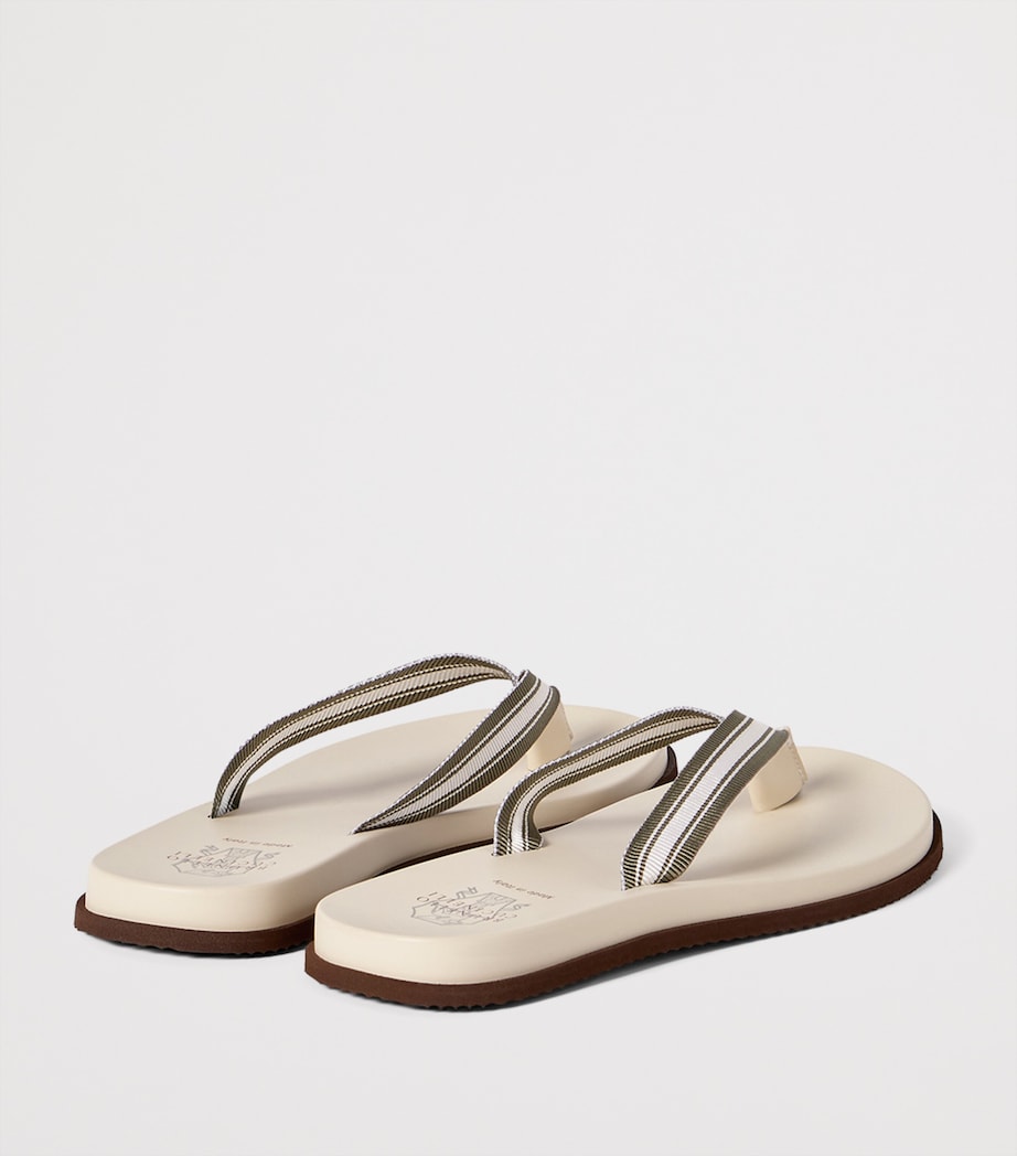 Brunello Cucinelli Leather Logo Flip Flops Image 5