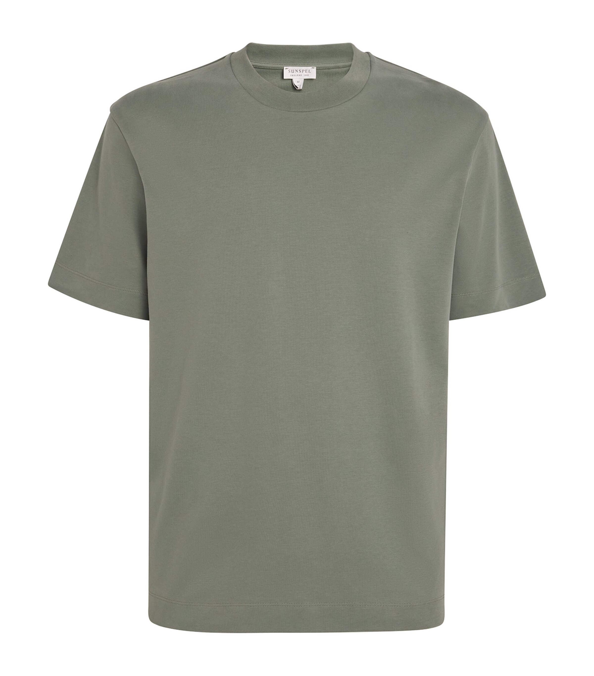 Sunspel Mens Brushed Supima Cotton T-Shirt Gnij Dusk Green Image 1