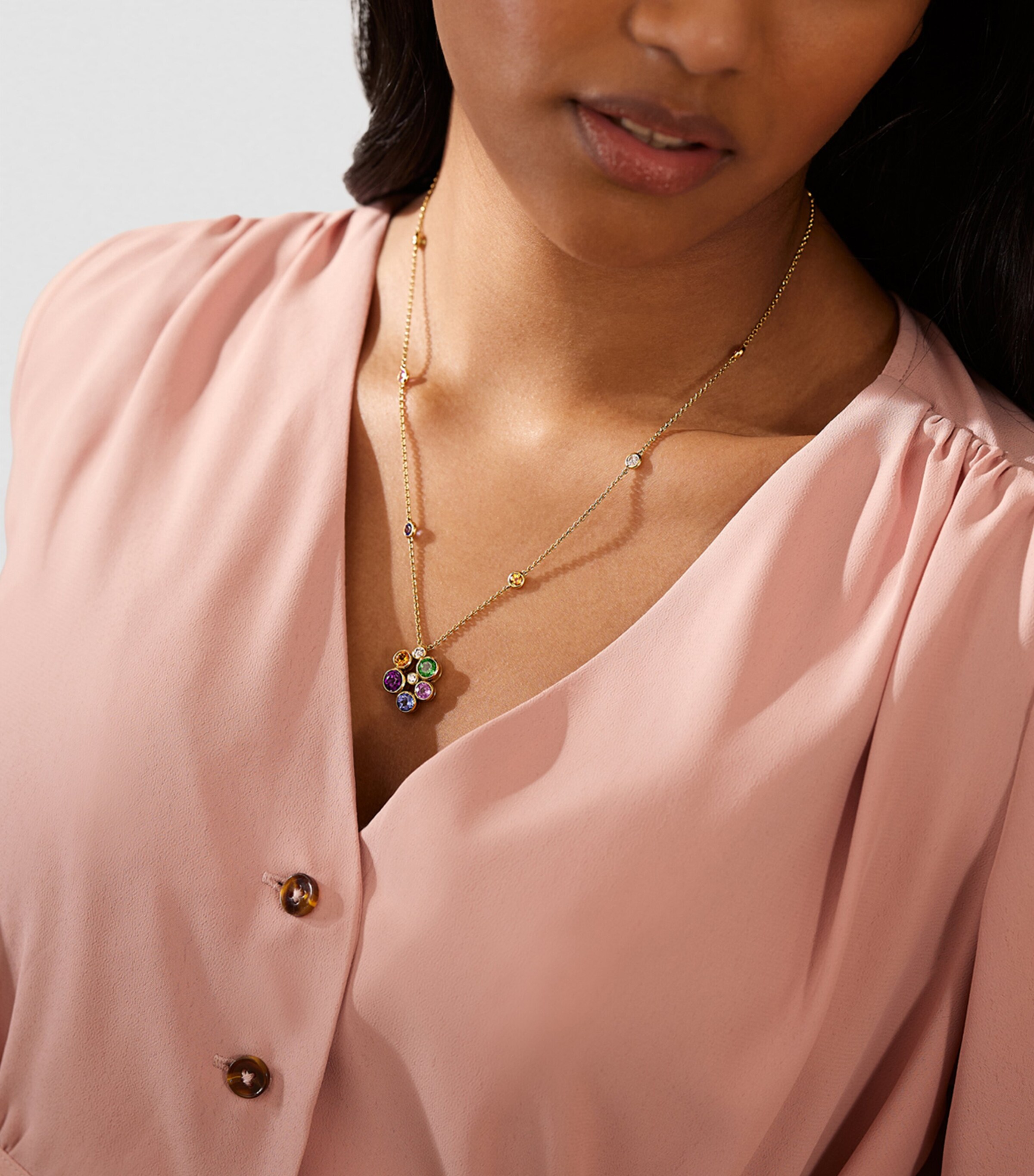 Yellow Gold, Diamond and Multicoloured Gemstone Raindance Necklace 18 CARAT YELLOW GOLD Image 2