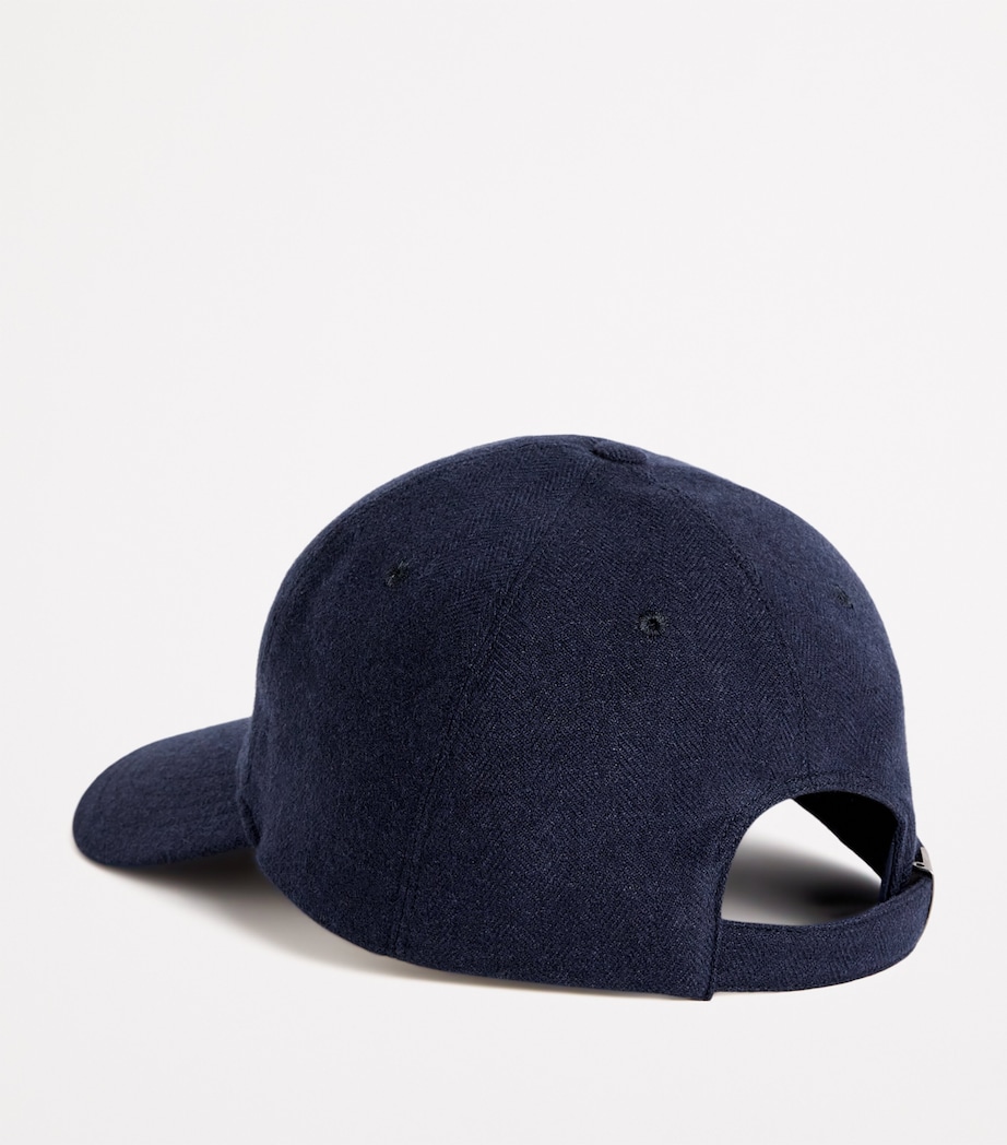 Ralph Lauren Purple Label Wool, Cashmere and Silk-Blend Mini Herringbone Cap Navy Image 3