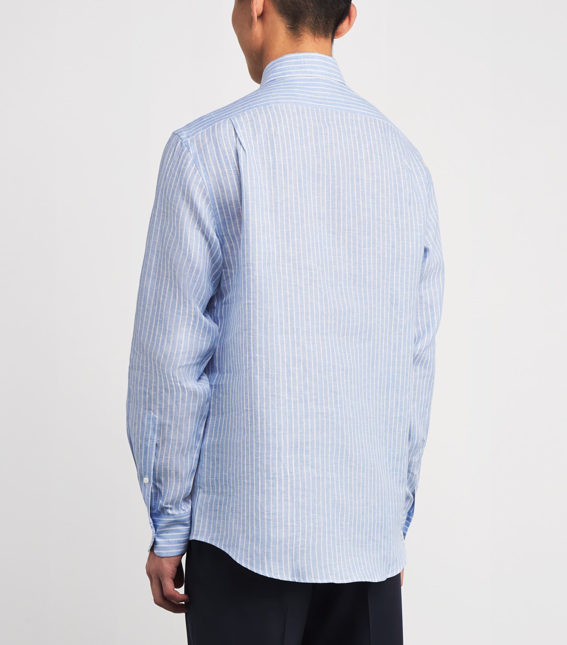Ralph Lauren Purple Label Mens Linen Stripe Shirt Blu/wht Image 4