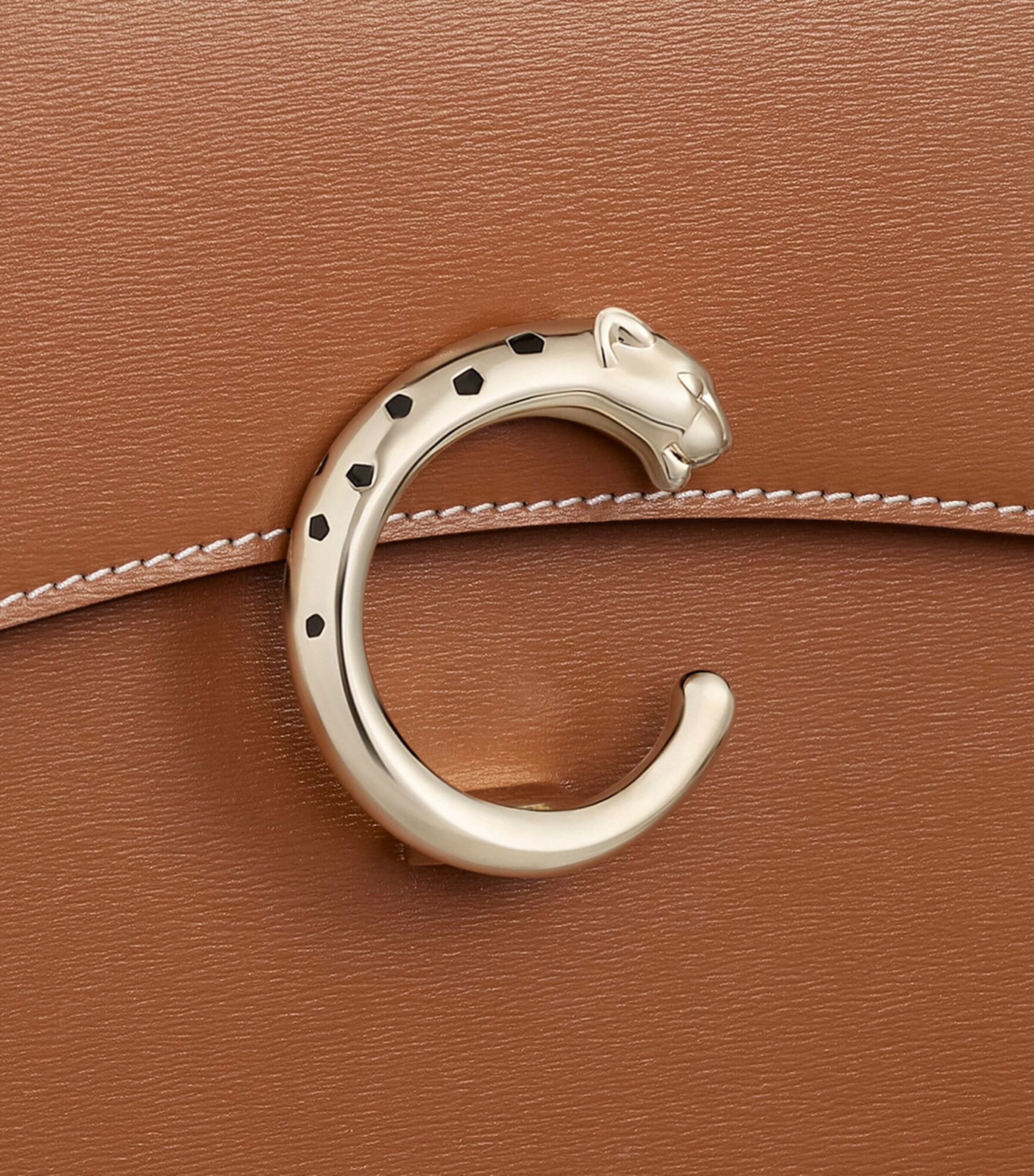 Small Calfskin Panthère de Cartier Top-Handle Bag CARAMEL Image 7