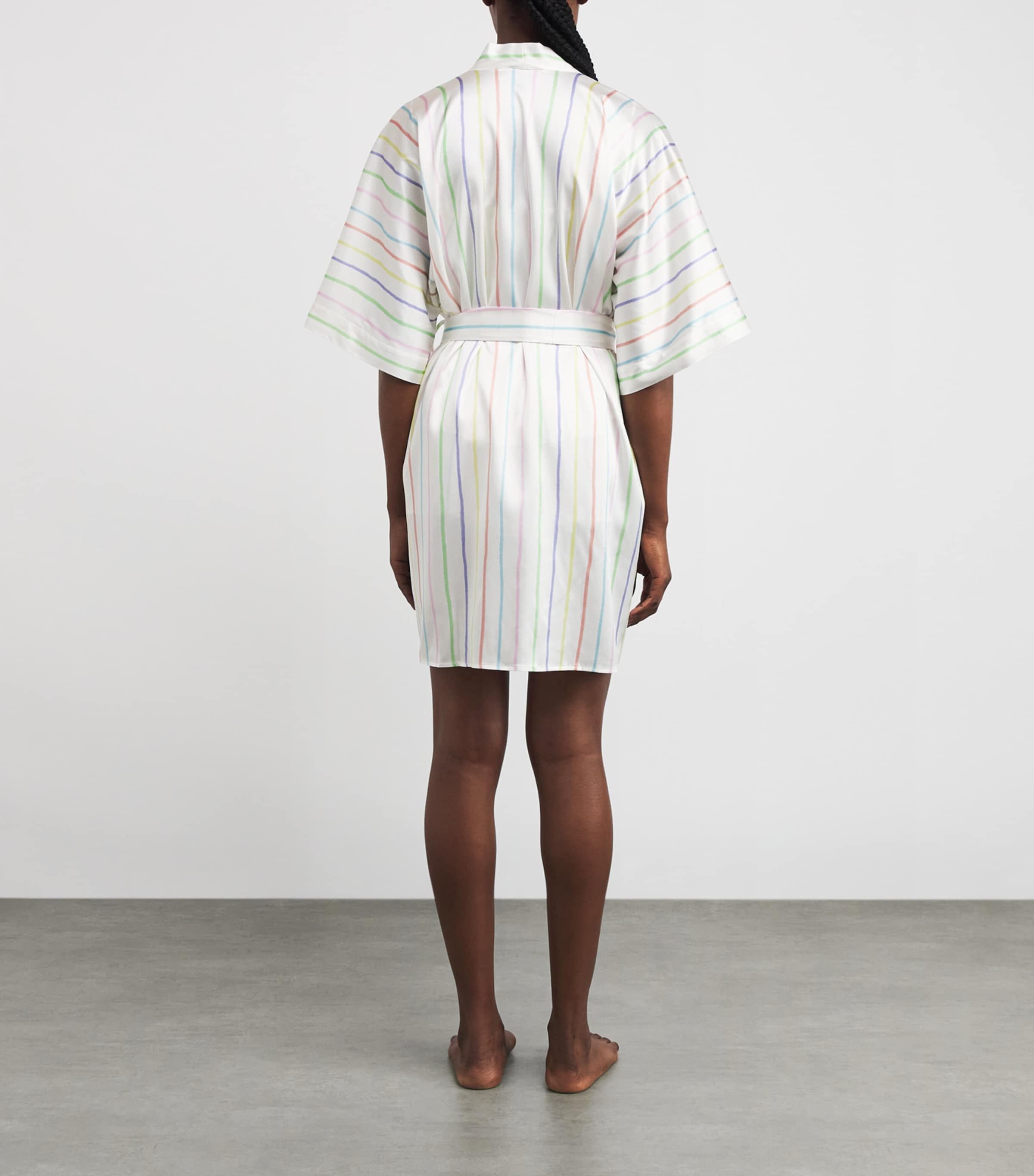 Silk-Blend Ocean Stripe Robe OCEAN STRIPE Image 4