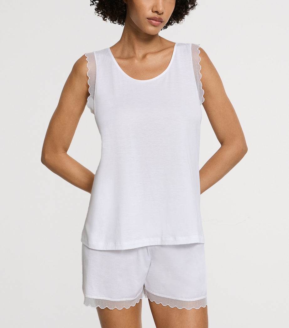 Hanro Womens Pima Cotton Inaya Pyjama Set White Image 2