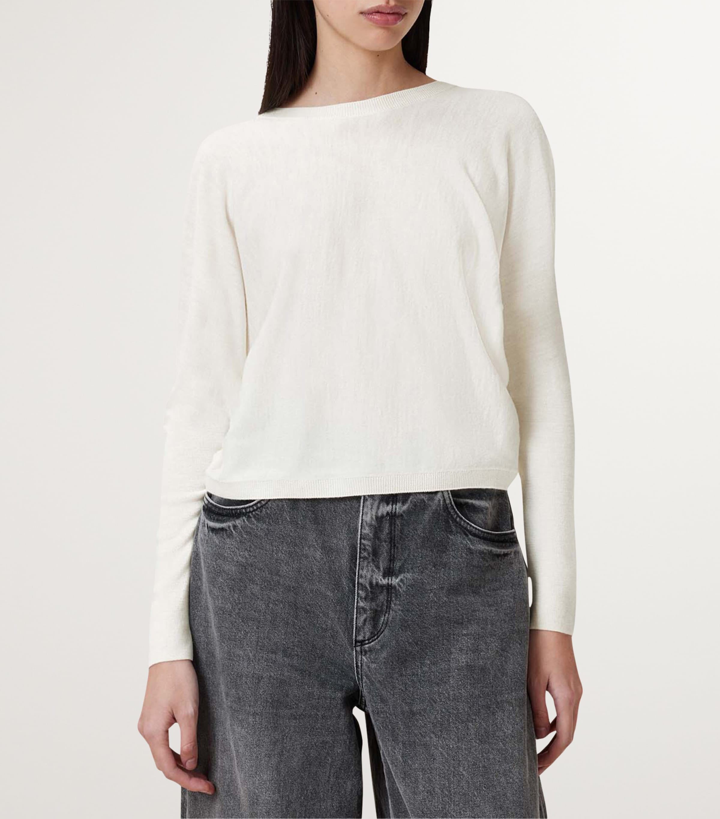 AllSaints Womens Wool Julieana Wrap Sweater Chalk White Image 2