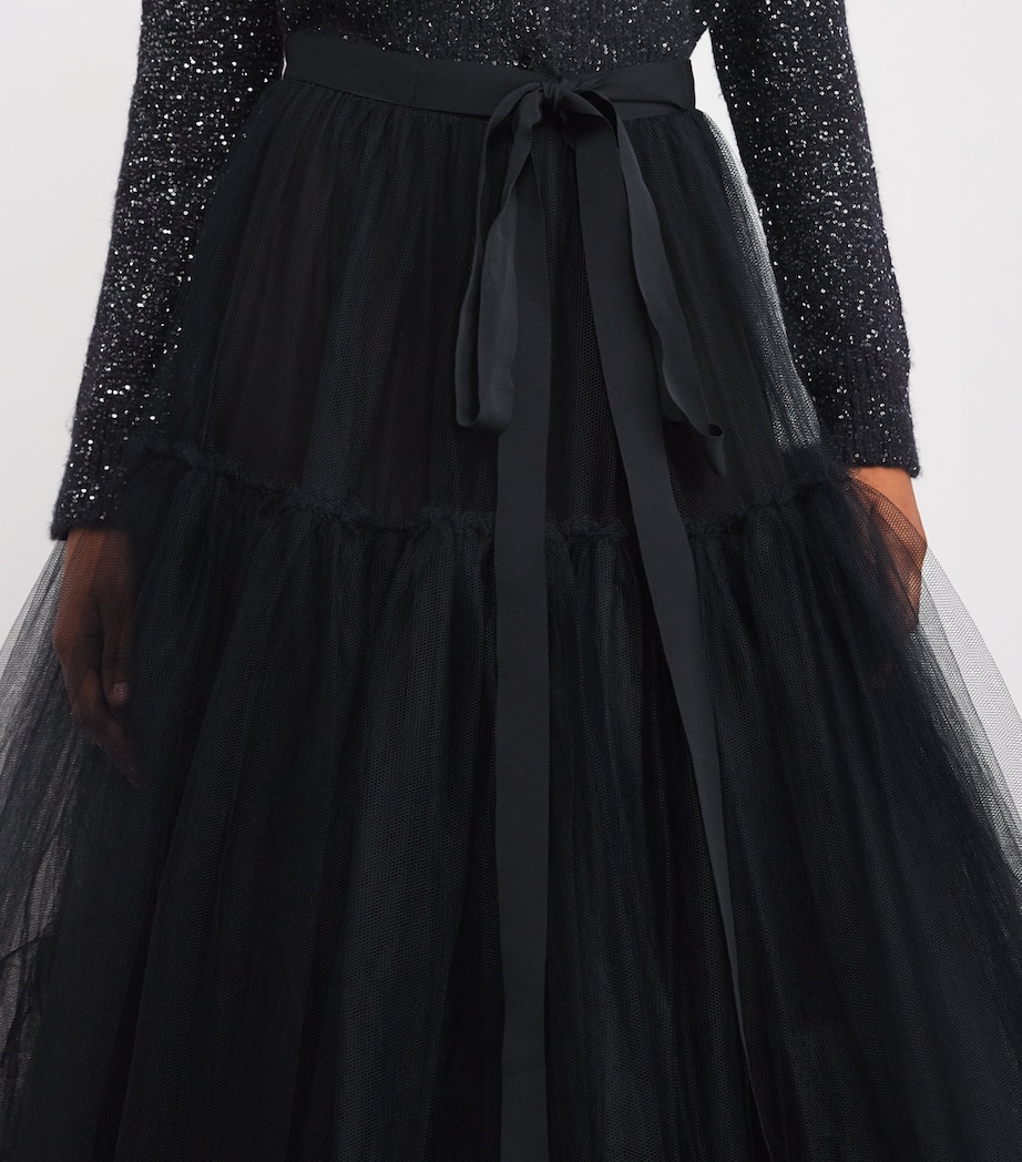 Tulle Midi Skirt BLACK Image 6