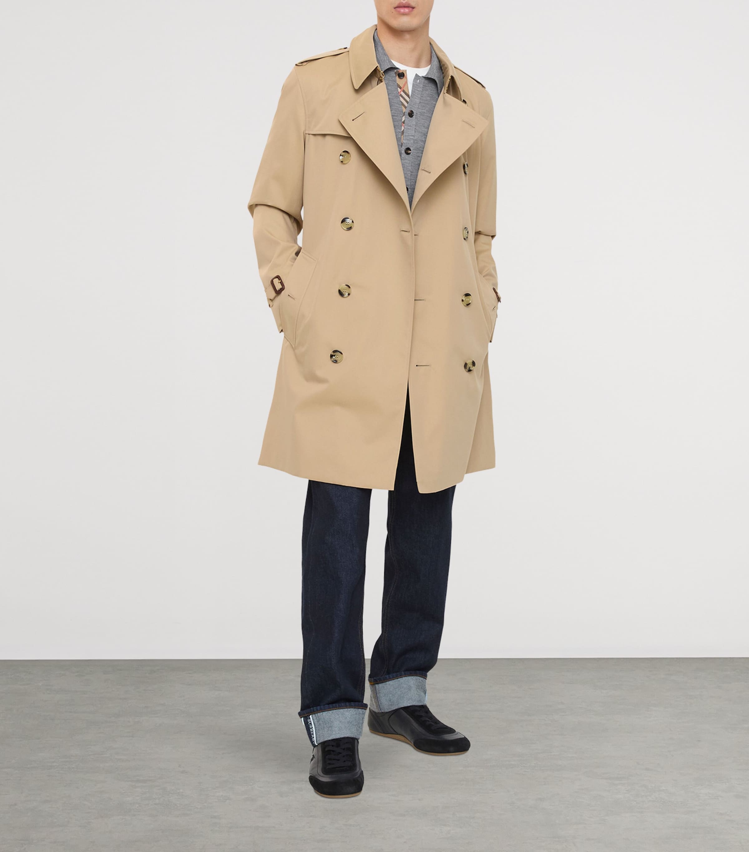 Burberry Mens Mid-Length Kensington Heritage Trench Coat Honey Image 2