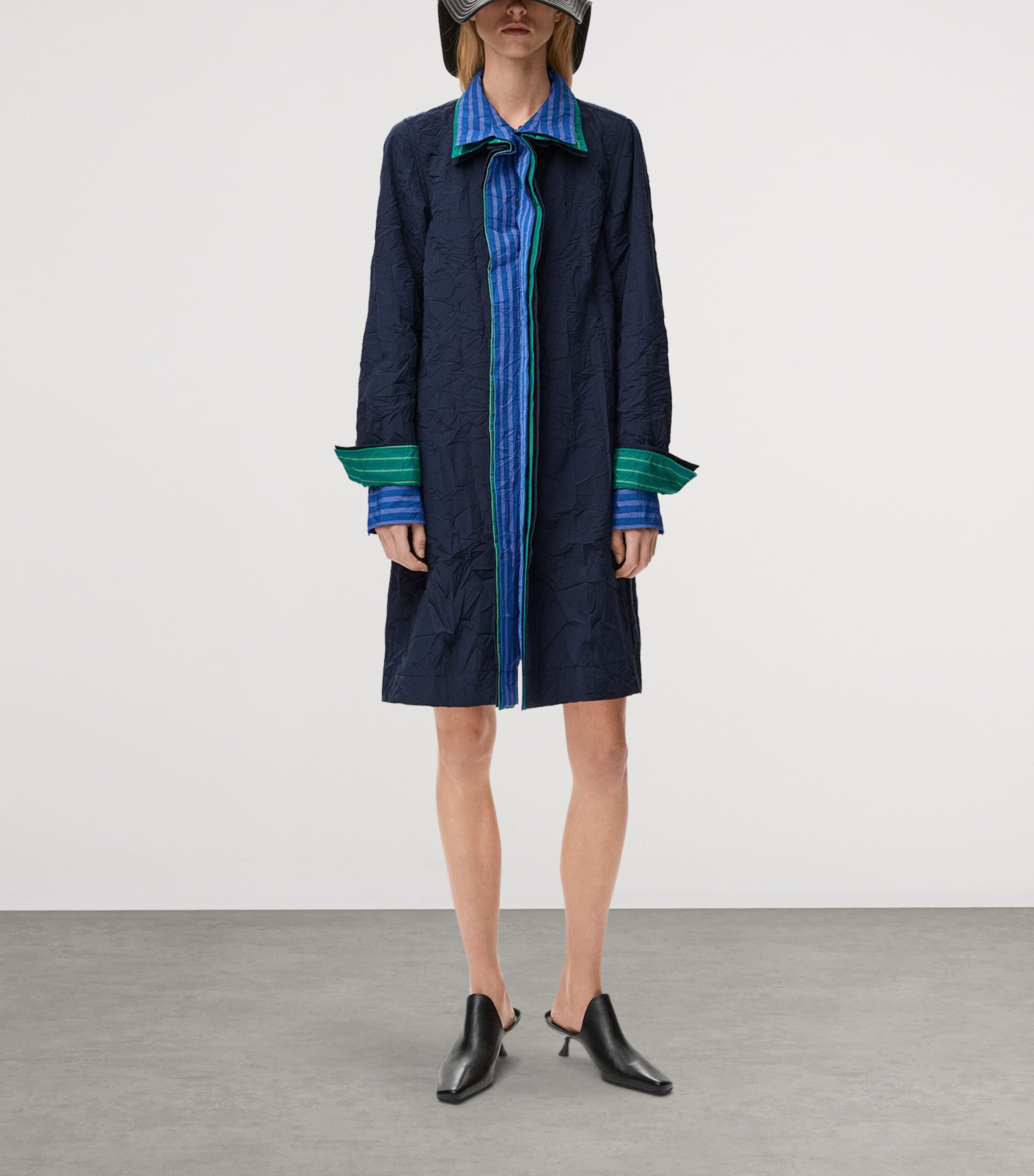 LOEWE Womens Cotton-Blend Shirt Dress Navy/multicolor Image 2