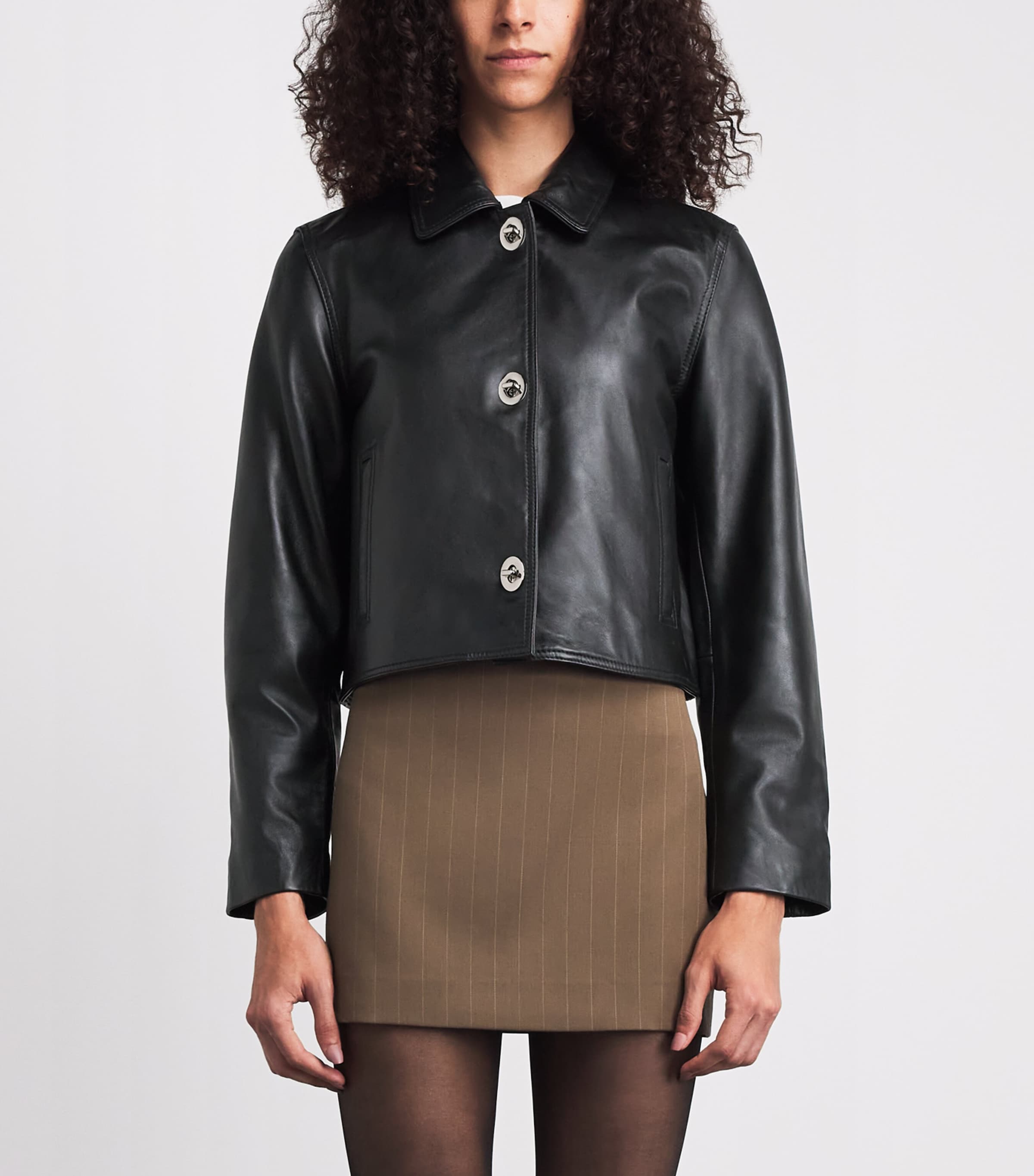 Claudie Pierlot Womens Leather Turn-Lock Jacket Black Image 4