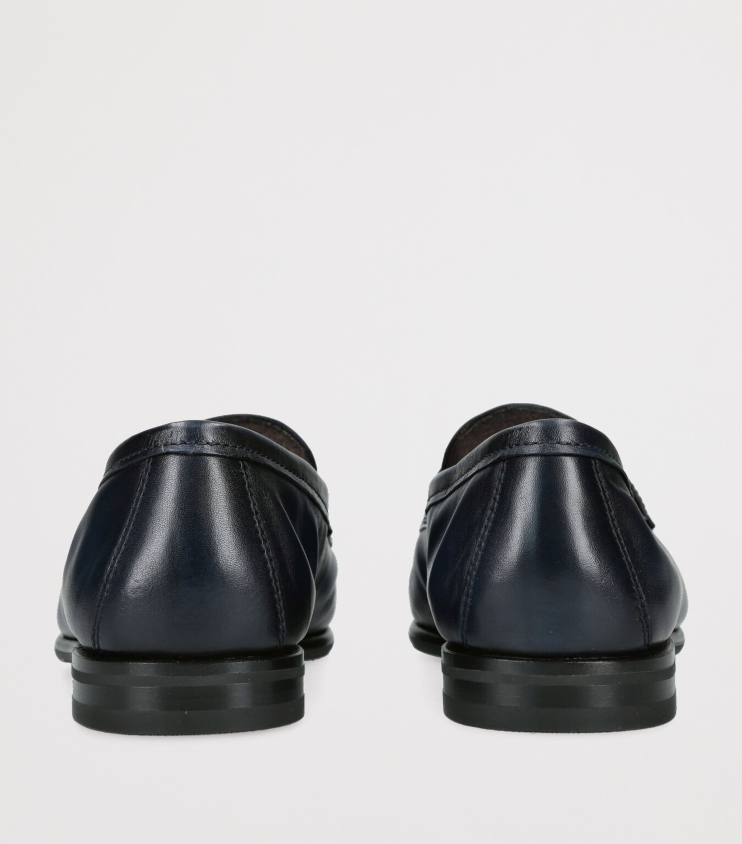 Santoni Leather Cashmere-Lined Carlos Loafers Navy Image 2