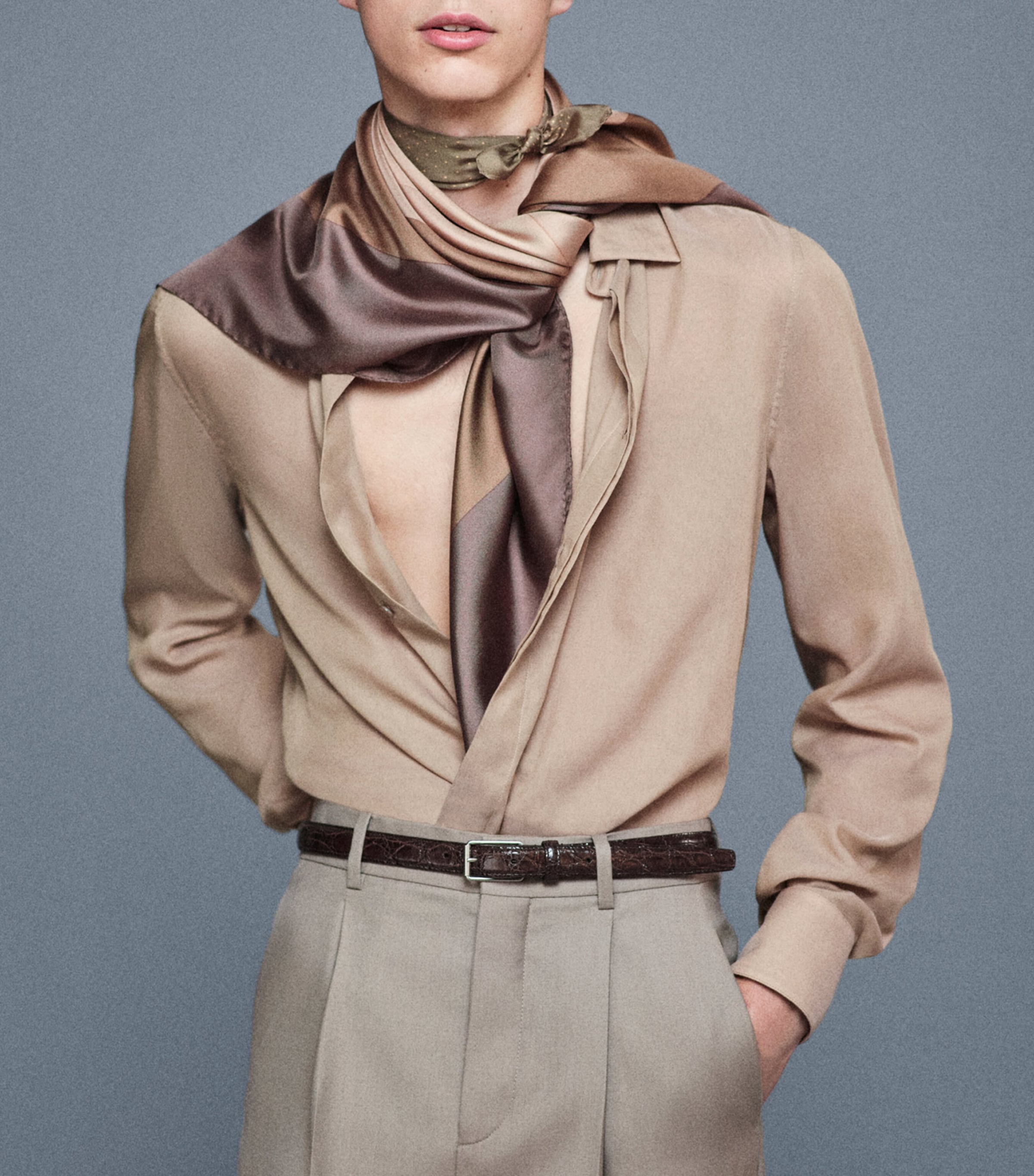 Silk Geometric Print Scarf 2579 Image 3