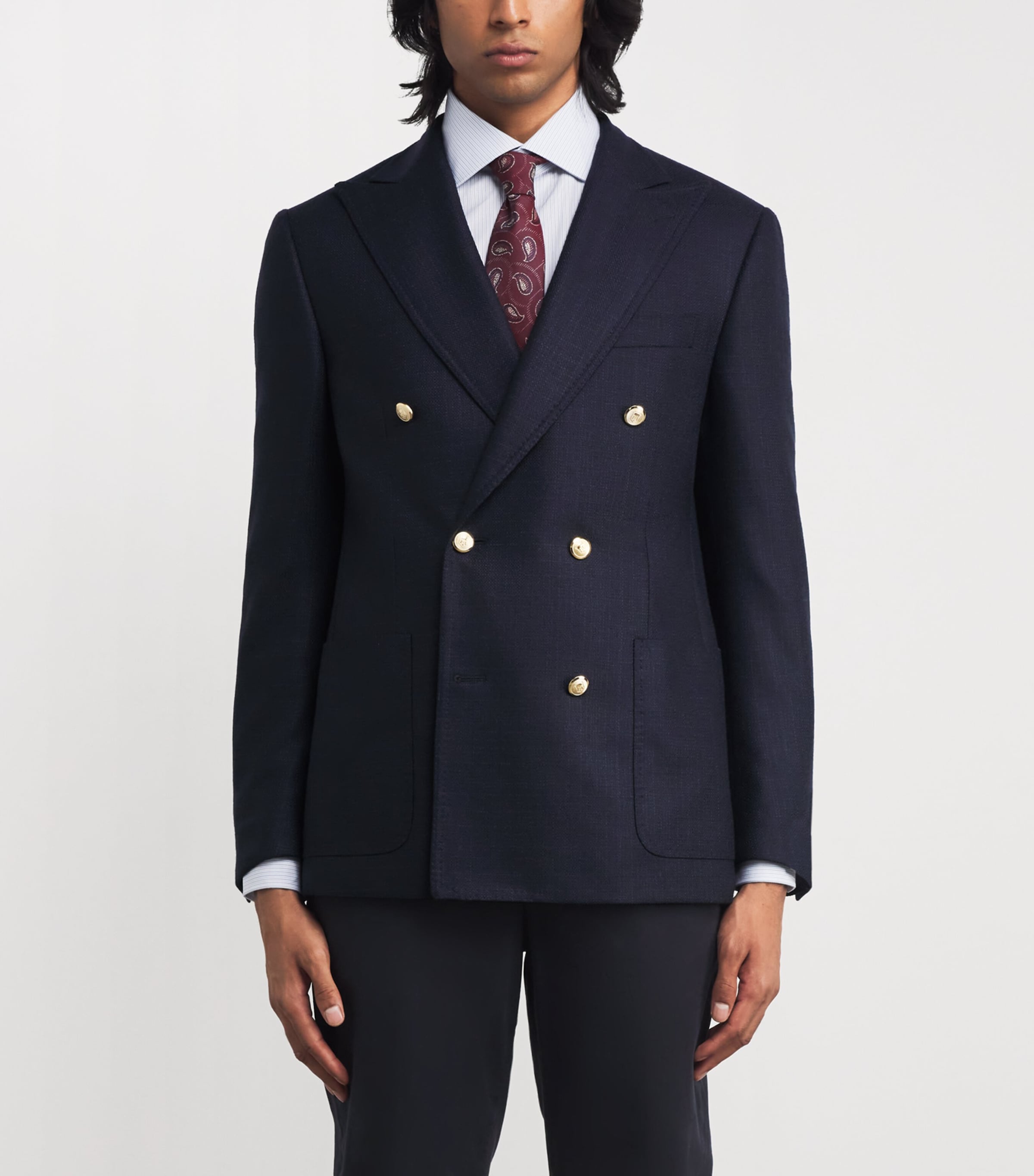 Virgin Wool Double-Breasted Blazer 001 NAVY BLUE Image 3