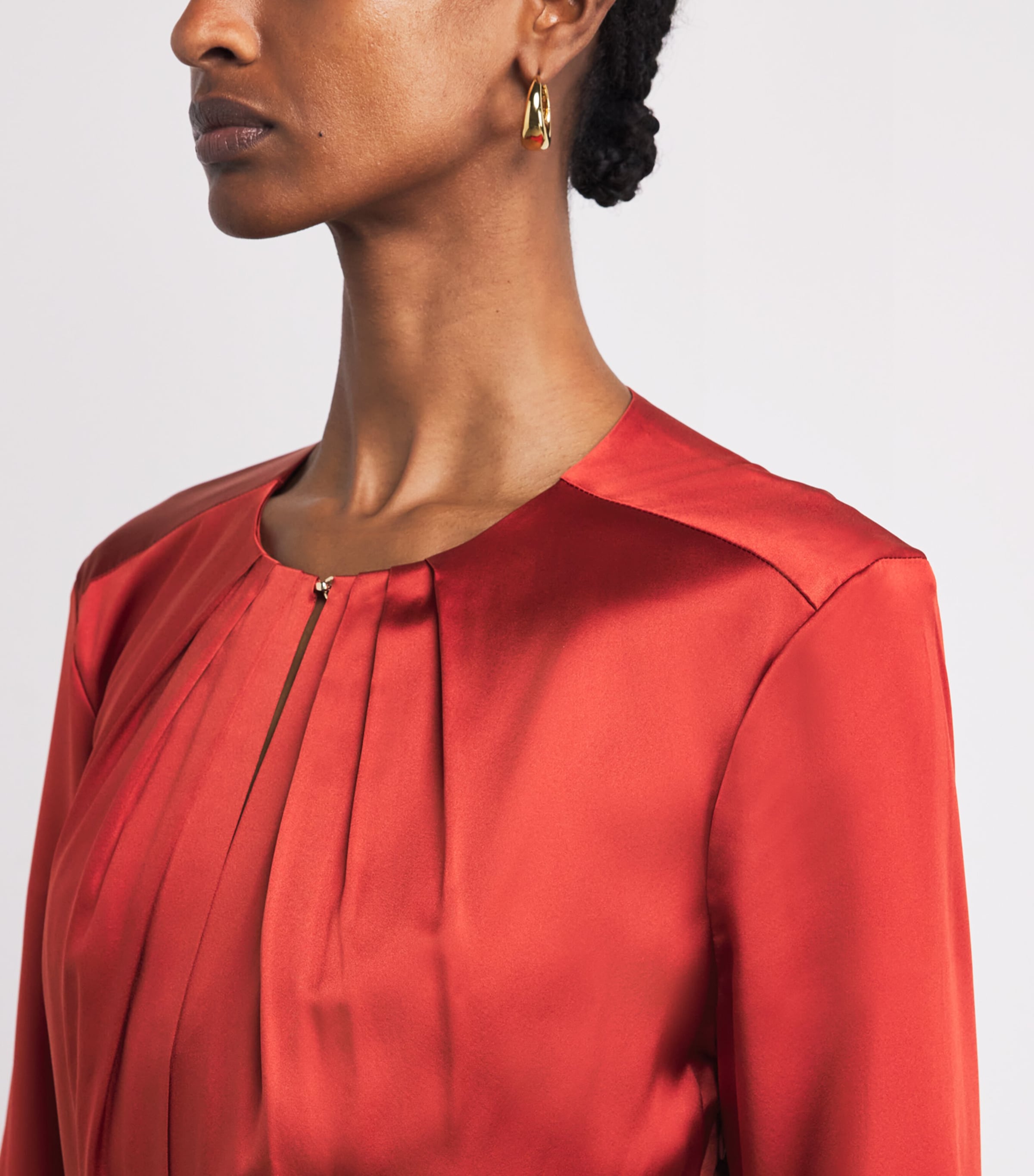 Silk-Blend Ezri Midi Dress R0009 CARNELIAN RED Image 4