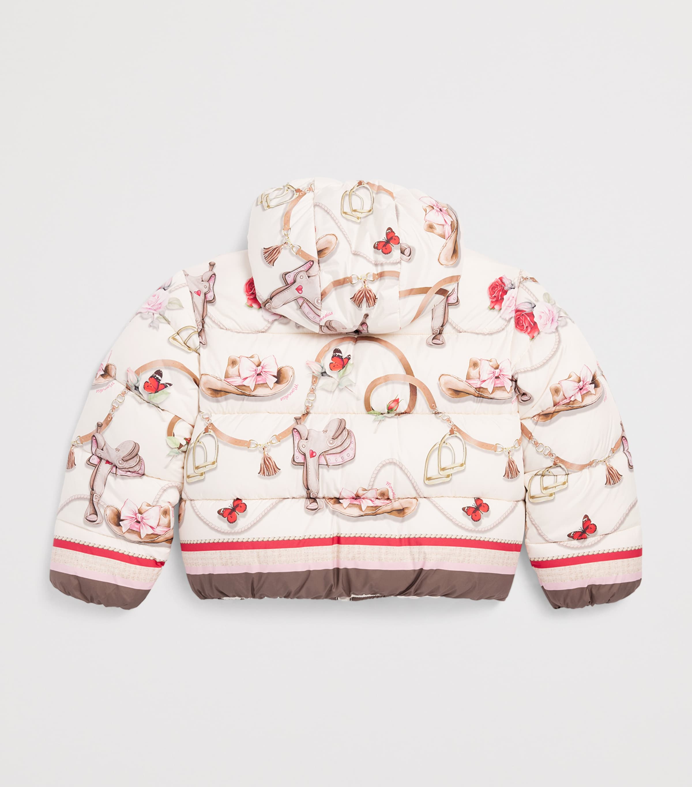 Monnalisa Printed Puffer Jacket (4-12 Years) Gardenia Image 2