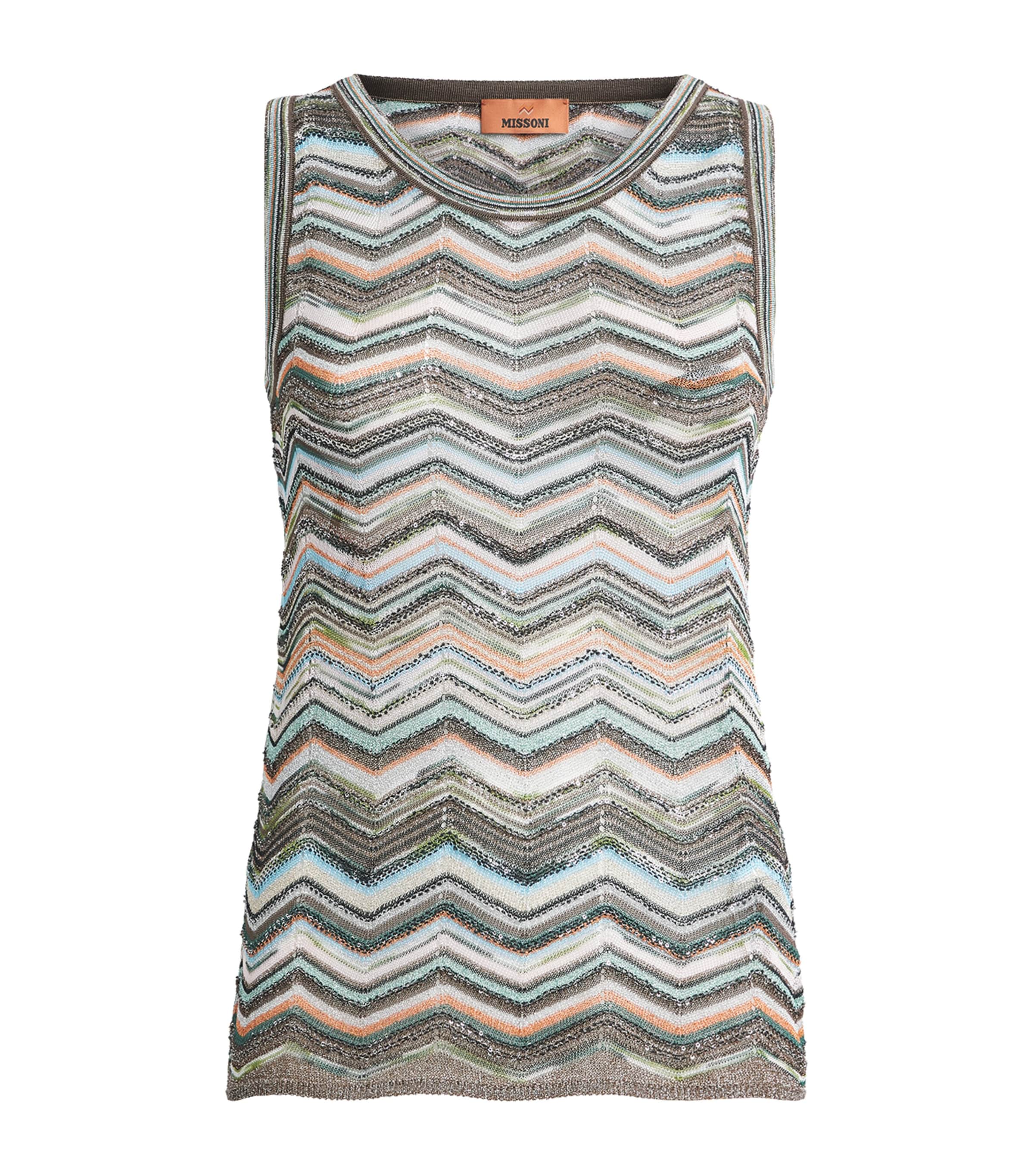 Missoni Womens Sequin Chevron Tank Top Smspo Mltclr W Bk,bn Image 1