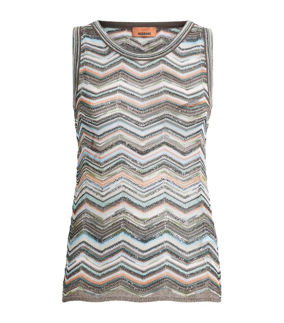 Missoni Womens Sequin Chevron Tank Top Smspo Mltclr W Bk,bn Image 1