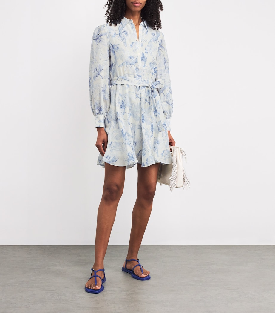 Linen-Blend Midi Shirt Dress BLUE FLOWER PRINT Image 2