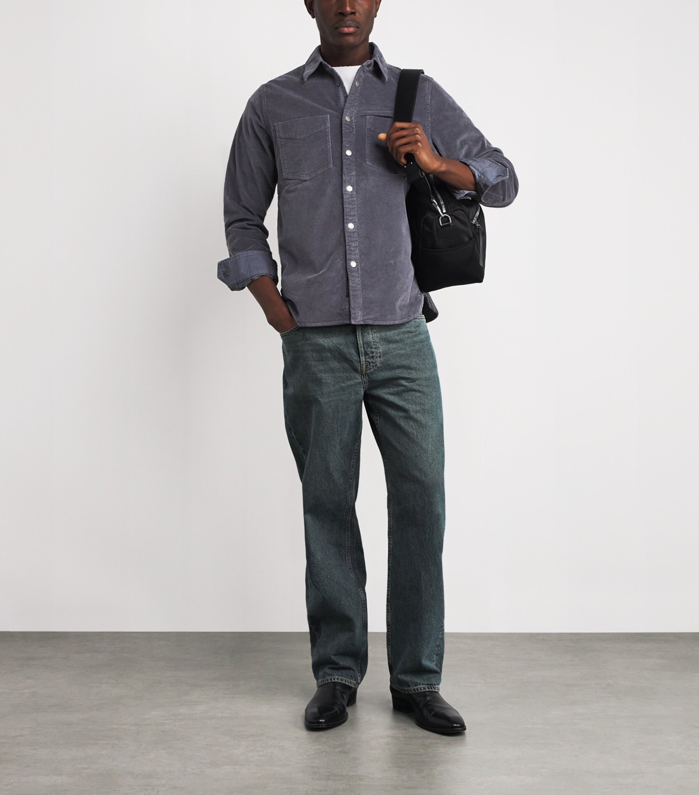 Stretch-Cotton Corduroy CPO Overshirt SLATE Image 2