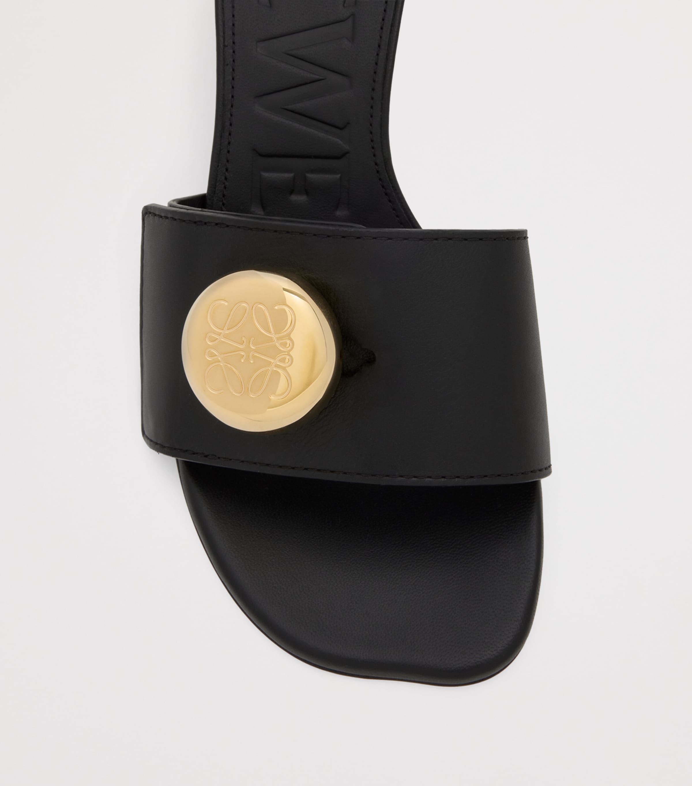 Leather Pebble Heeled Mules 45 BLACK Image 4