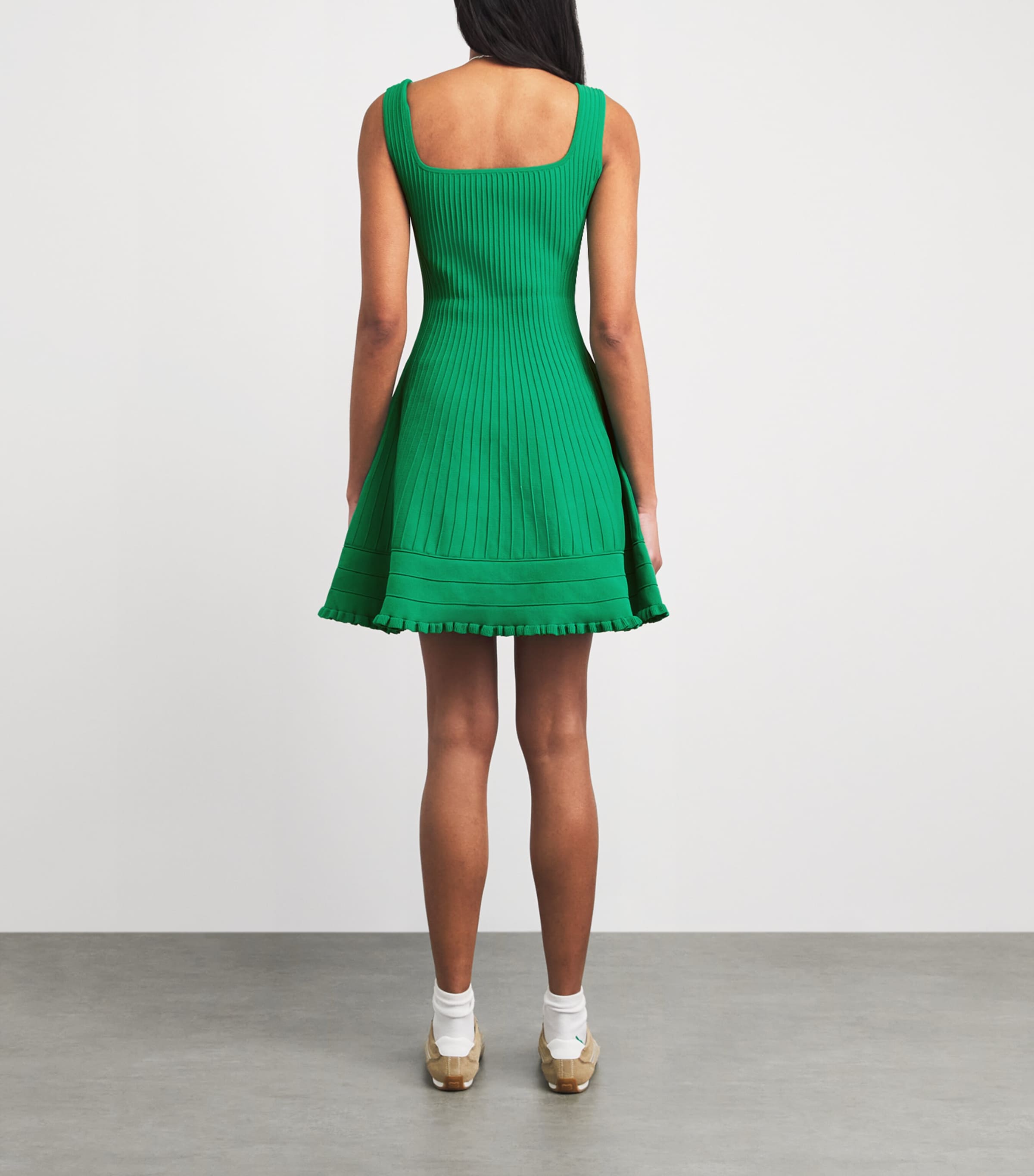 Maje Womens Knitted Skater Mini Dress Green Image 4