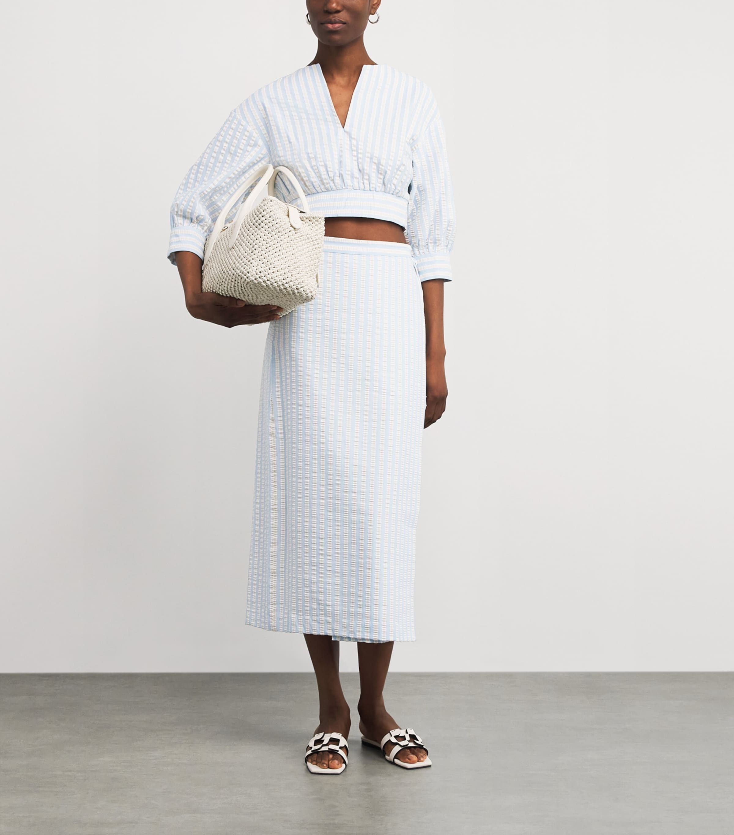 Stripe Monty Midi Wrap Skirt HYDRANGEA BLUE STP Image 2