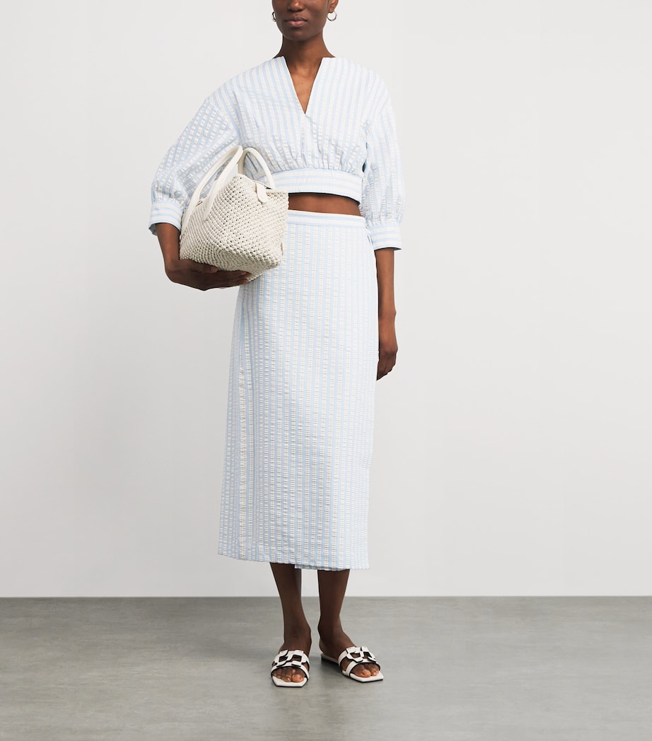 Stripe Monty Midi Wrap Skirt HYDRANGEA BLUE STP Image 2