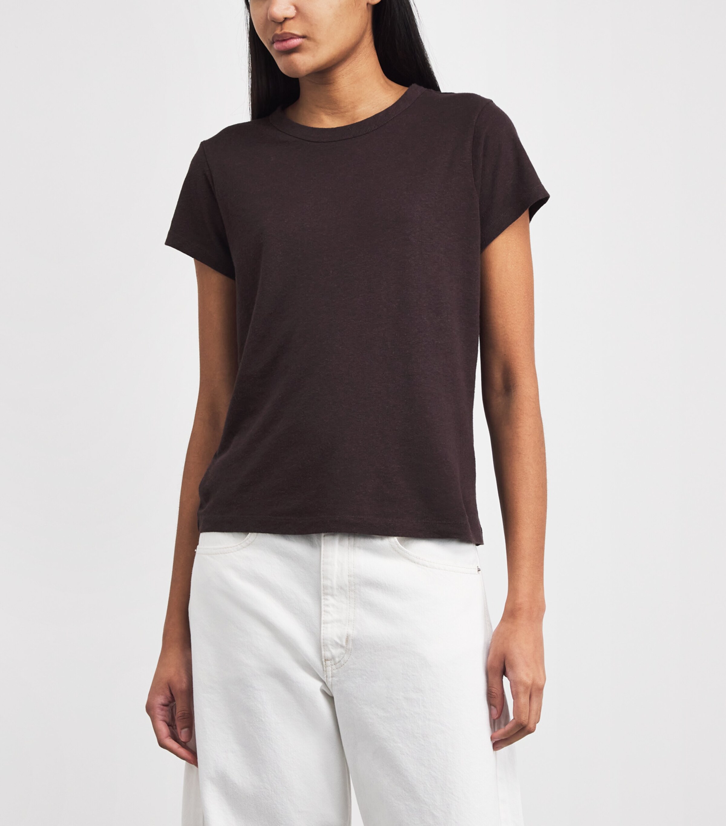 ME+EM Womens Hemp-Cotton Washed T-Shirt Cocoa Brown Image 4