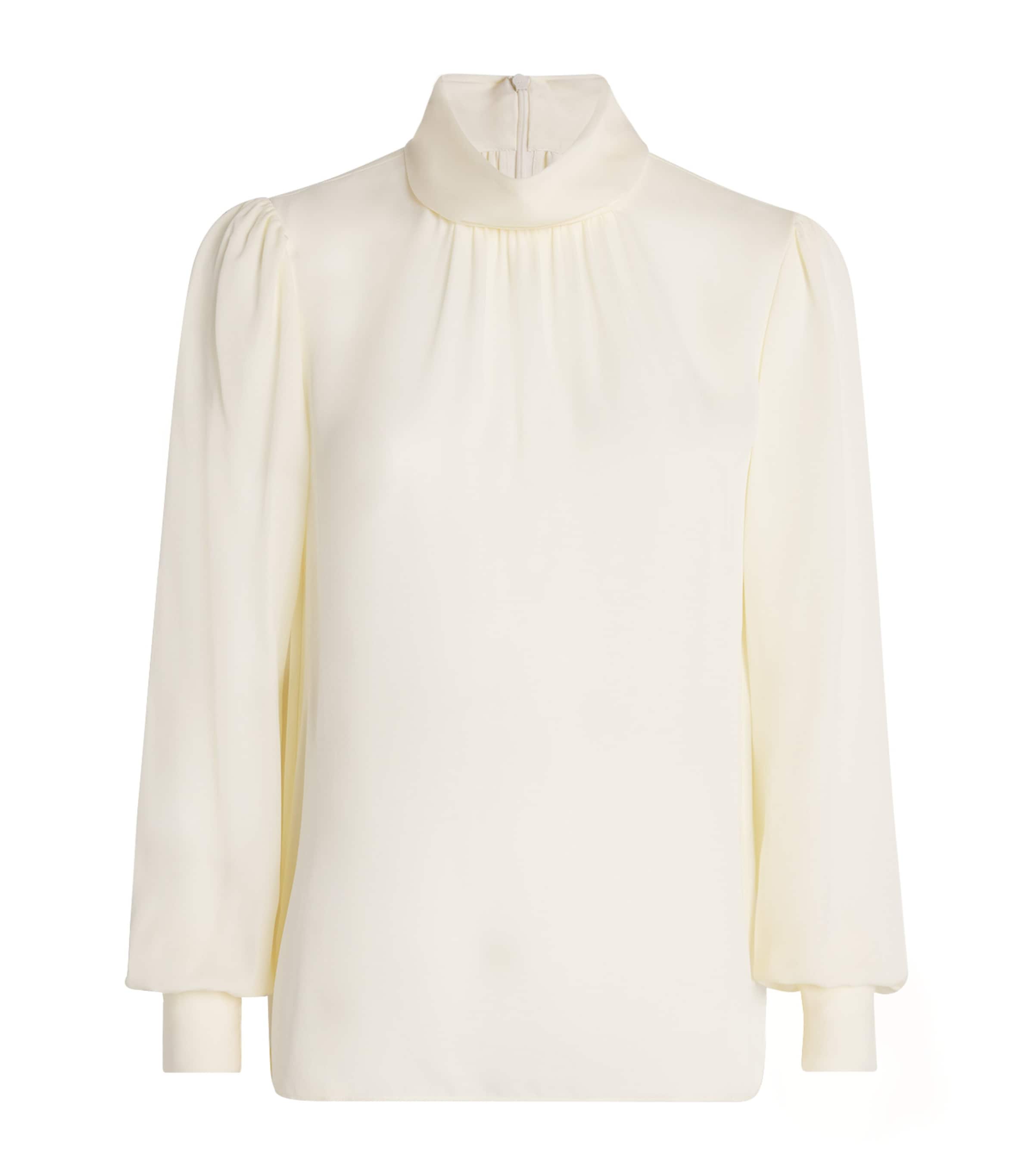 Me+em Silk High-neck Blouse In White