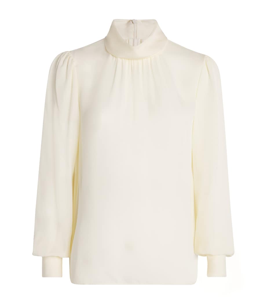 Silk High-Neck Blouse LIGHT CREAM Image 1