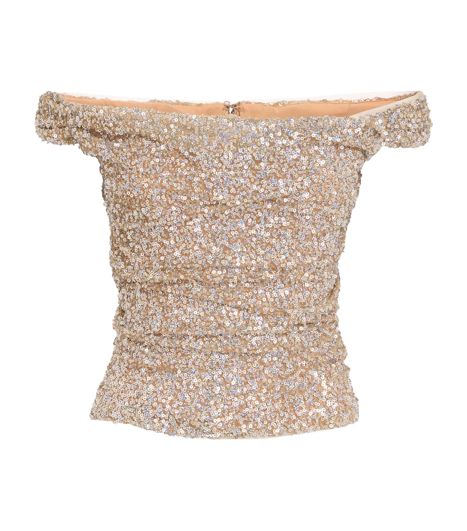 Sequinned Off-The-Shoulder Mina Top MULTI-BEIGE GOLD Image 1
