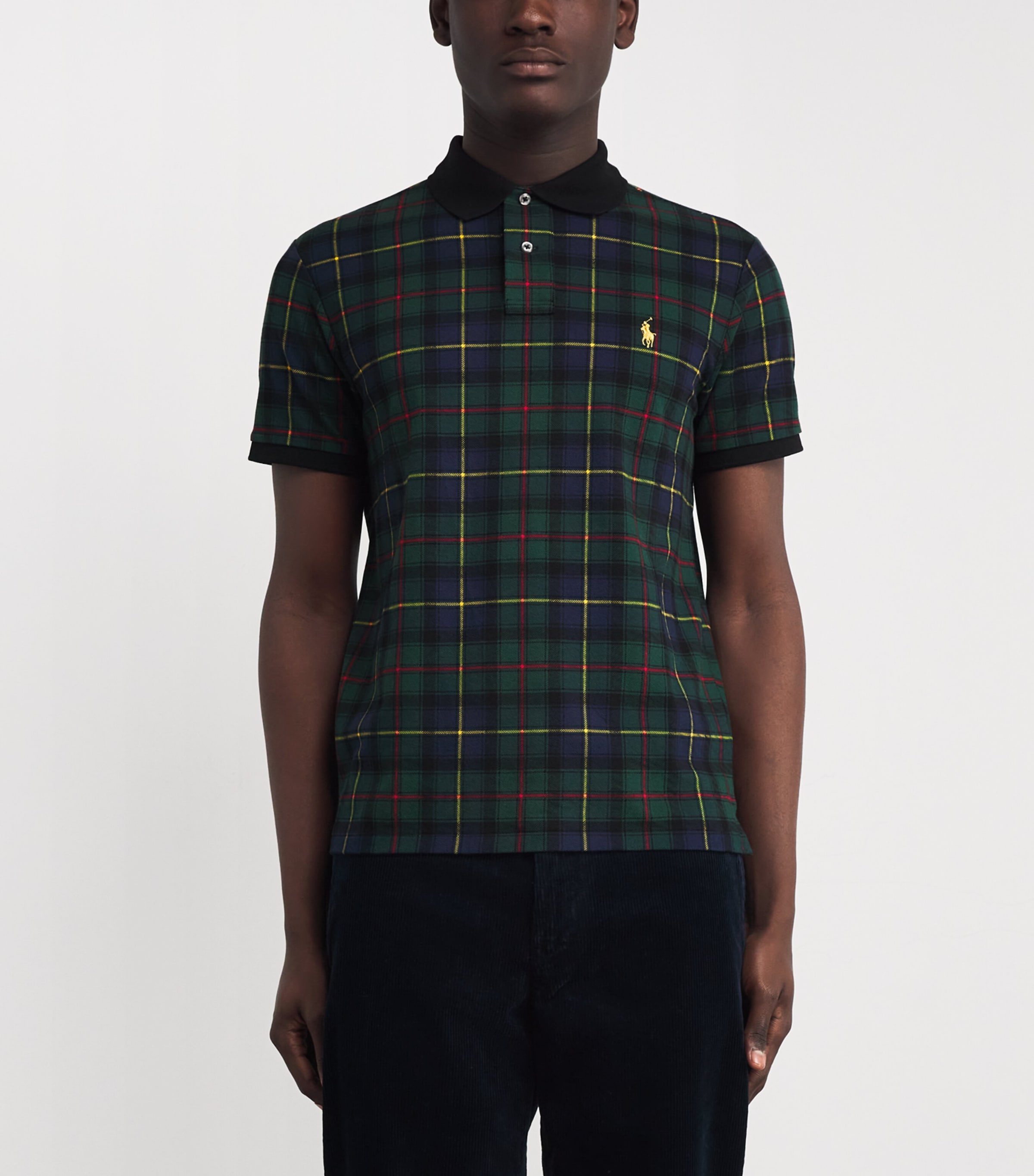 Cotton Mesh Tartan Polo Shirt MULTI Image 3