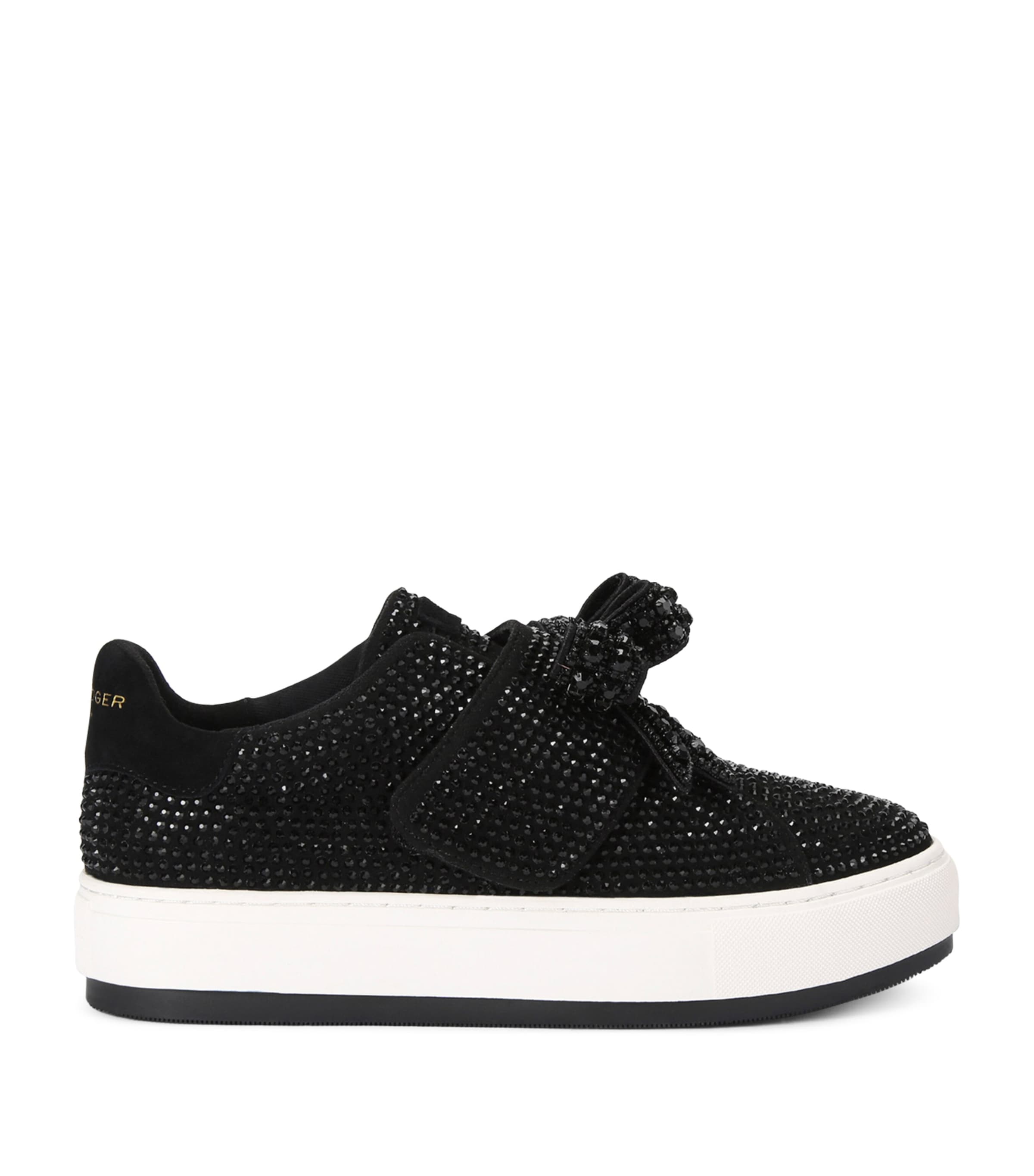 Shop Kurt Geiger Embellished Laney Bow Sneakers In Black