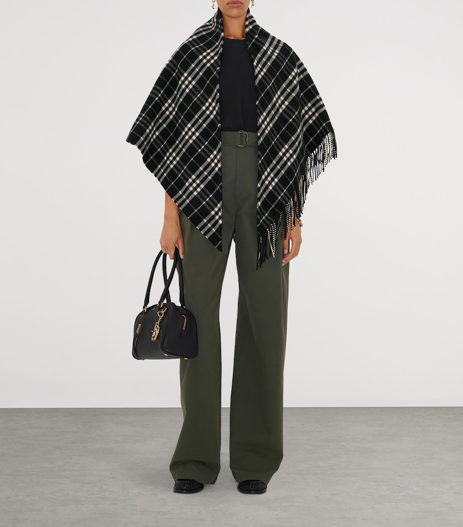 Wool-Cashmere Check Cape BLACK/CALICO IP CHK Image 2