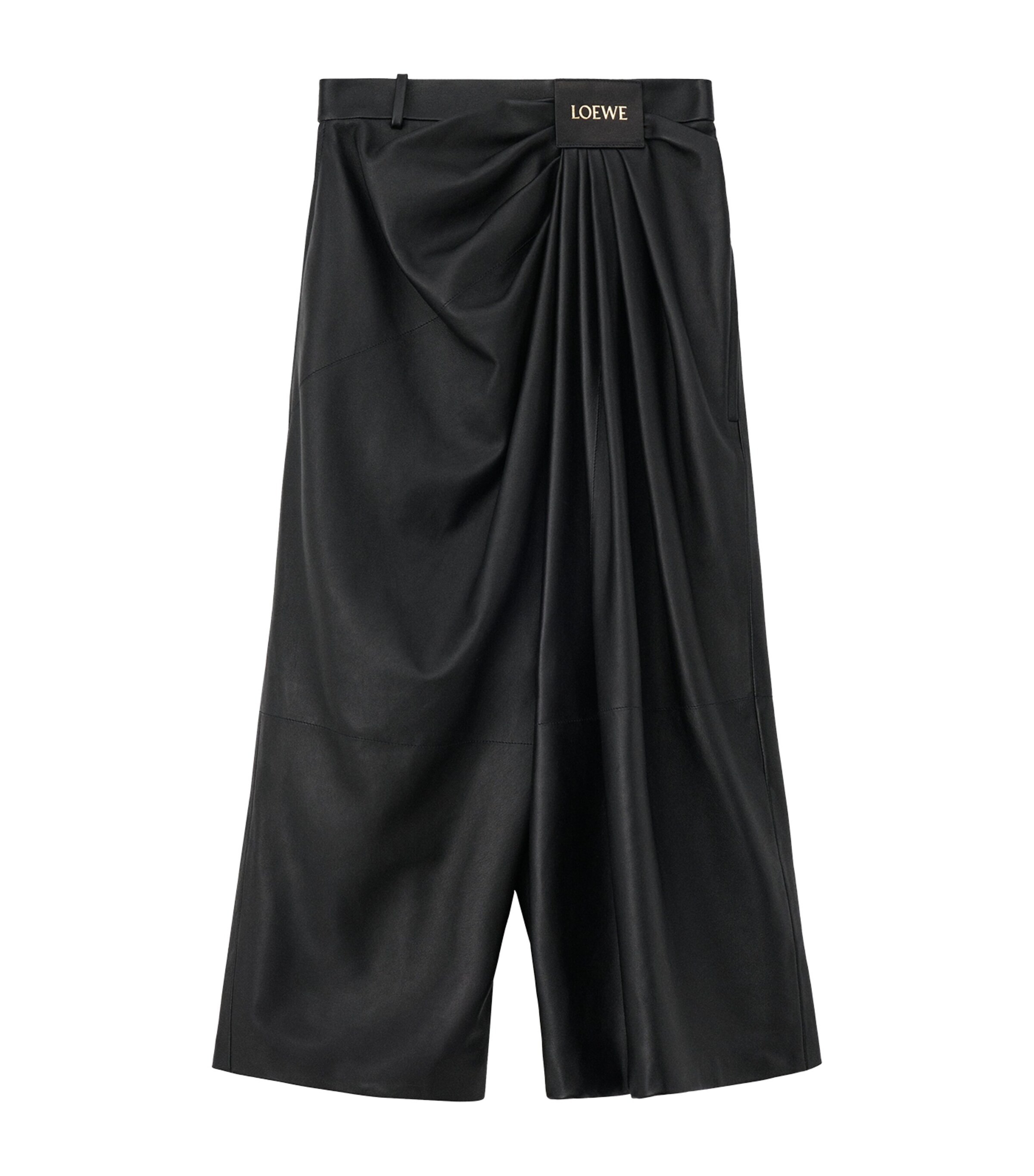 LOEWE Black Nappa Lambskin Draped Trousers | Harrods US