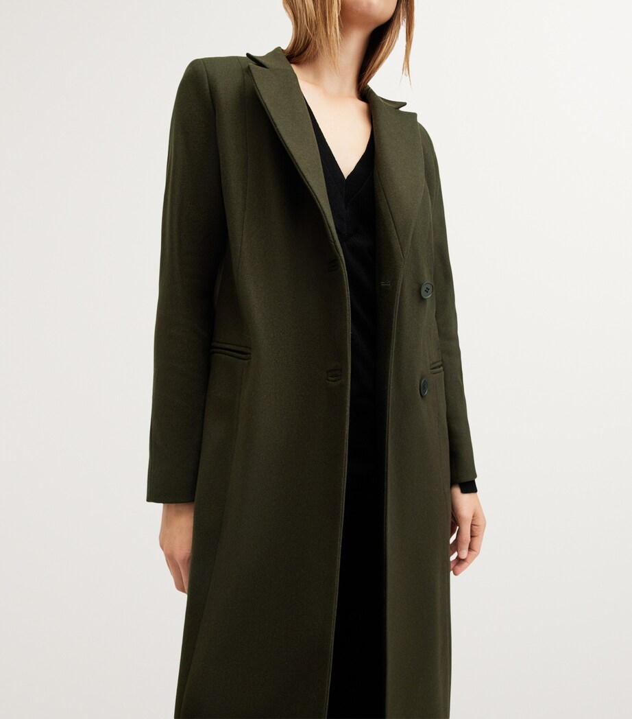 AllSaints Womens Wool-Blend Sonnie Coat Khaki Green Image 6