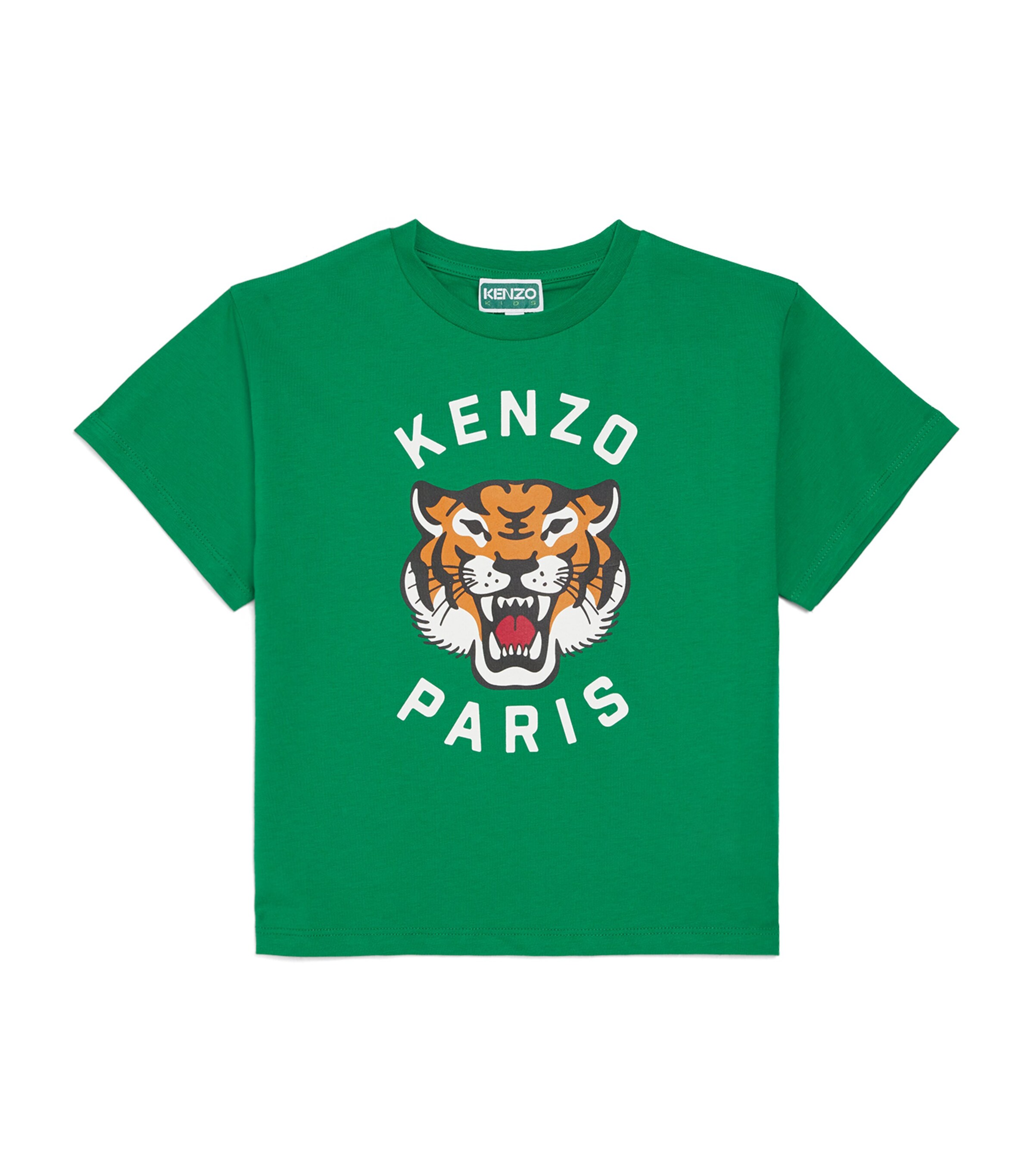 Kenzo Kids Green Cotton Tiger Logo T-Shirt (2-14 Years
