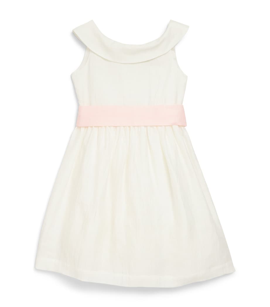 Linen-Blend Belted Dress (4-12 Years) 1032 MILK/PINK Image 1