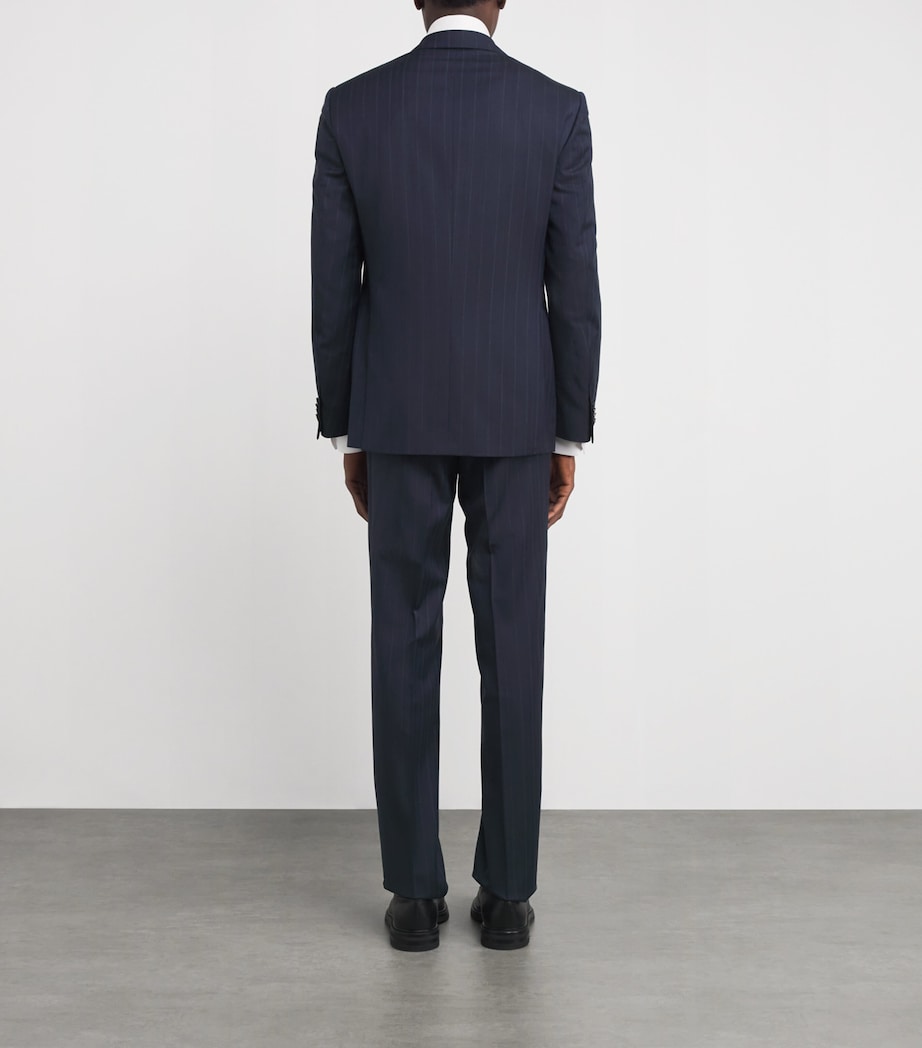 Virgin Wool Stripe 2-Piece Suit 001 NAVY BLUE Image 4