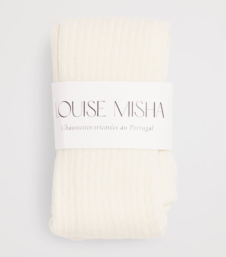 Louise Misha Cotton-Blend Ribbed Chukata Tights Cream Image 2