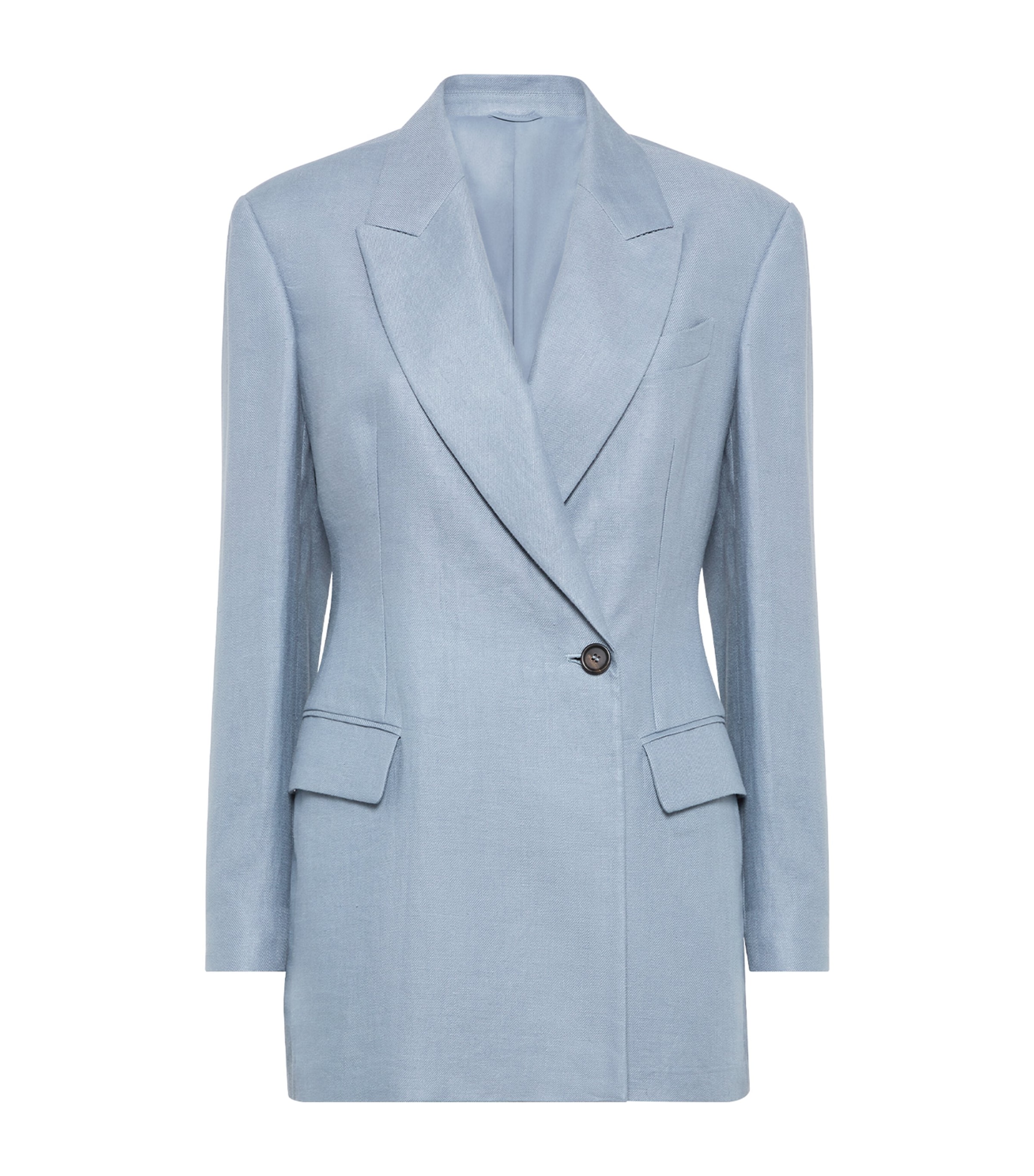 Brunello Cucinelli Hemp-linen Single-breasted Blazer In Blue