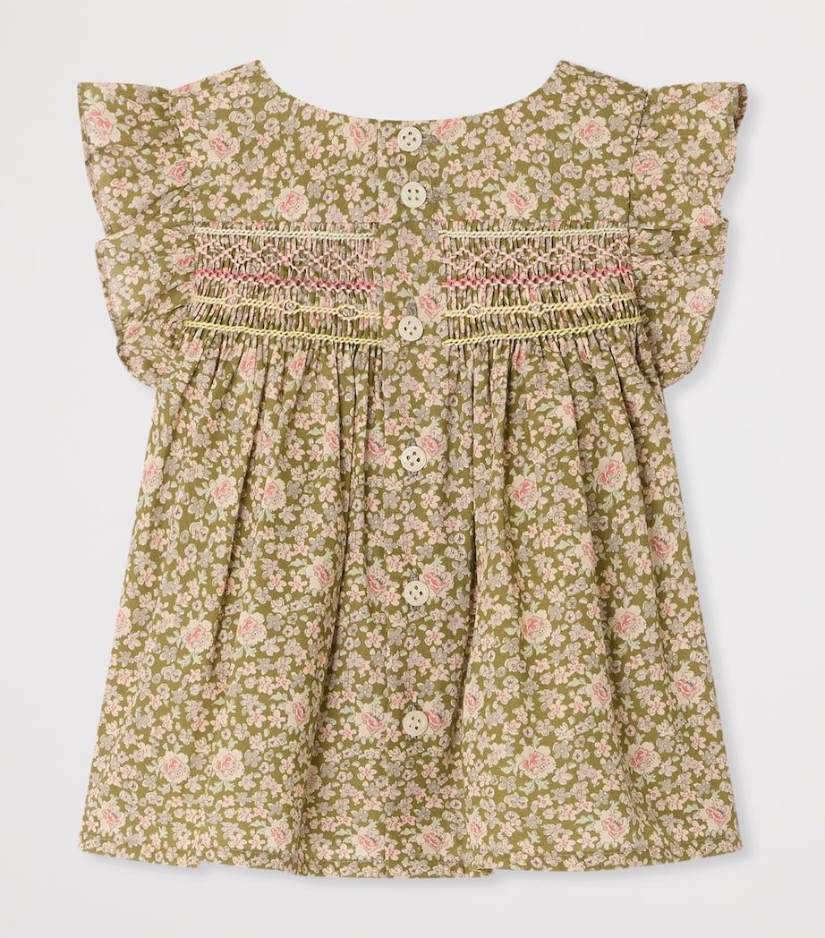 Bonpoint Cotton Floral Frill-Detail Blouse (6-18 Months) Fleurs Tilleul Image 2