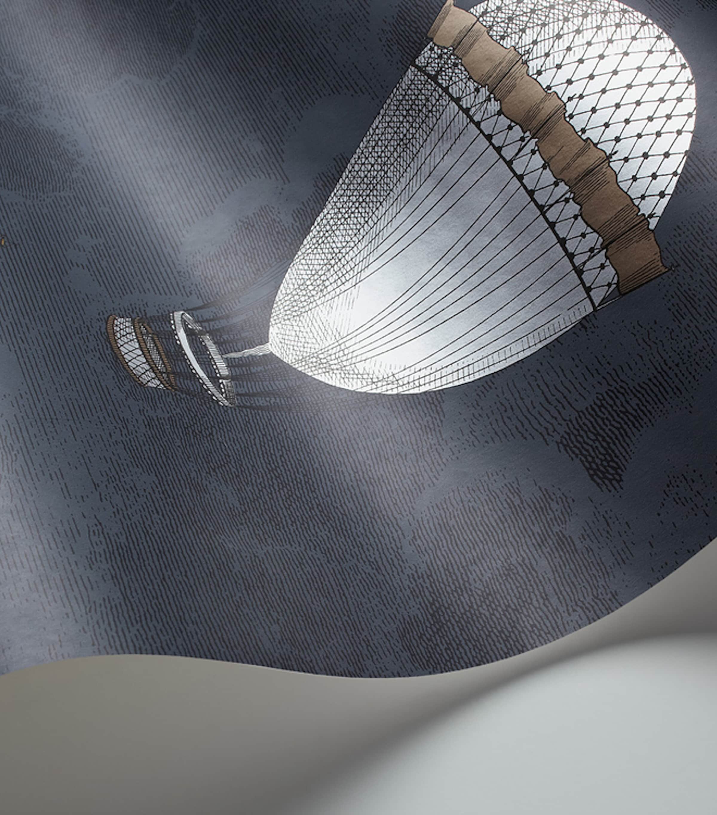 x Fornasetti Set of 2 Macchine Volanti Wallpaper Rolls SLATE BLUE&METALLIC Image 2