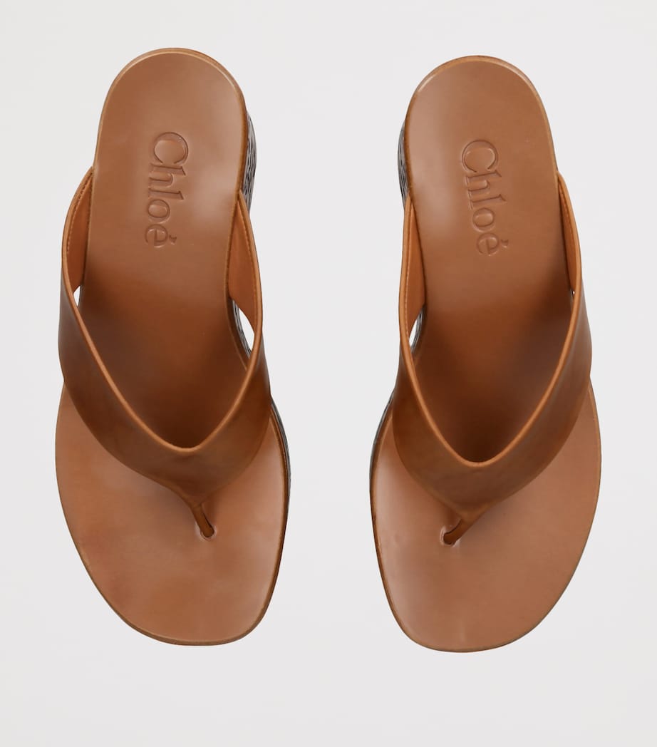 Chloé Leather Maxime Wedge Sandals 80 Mid Brown Image 3
