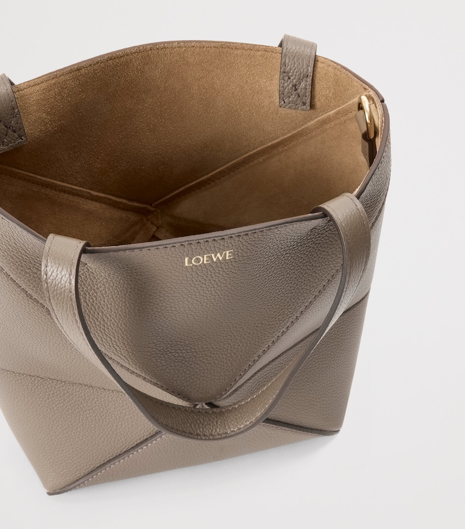 Mini Leather Puzzle Fold Tote Bag TAUPE Image 8