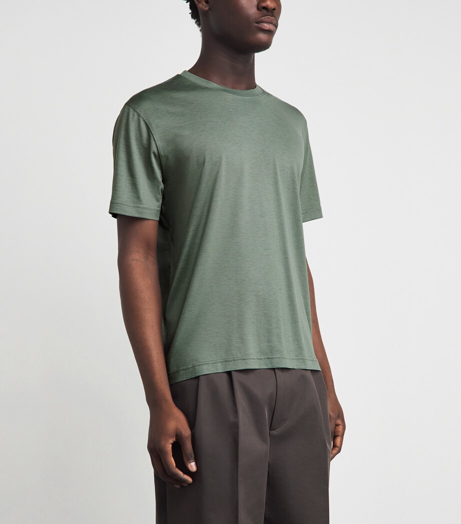 Eton Mens Silk-Cotton T-Shirt Dark Green Image 4